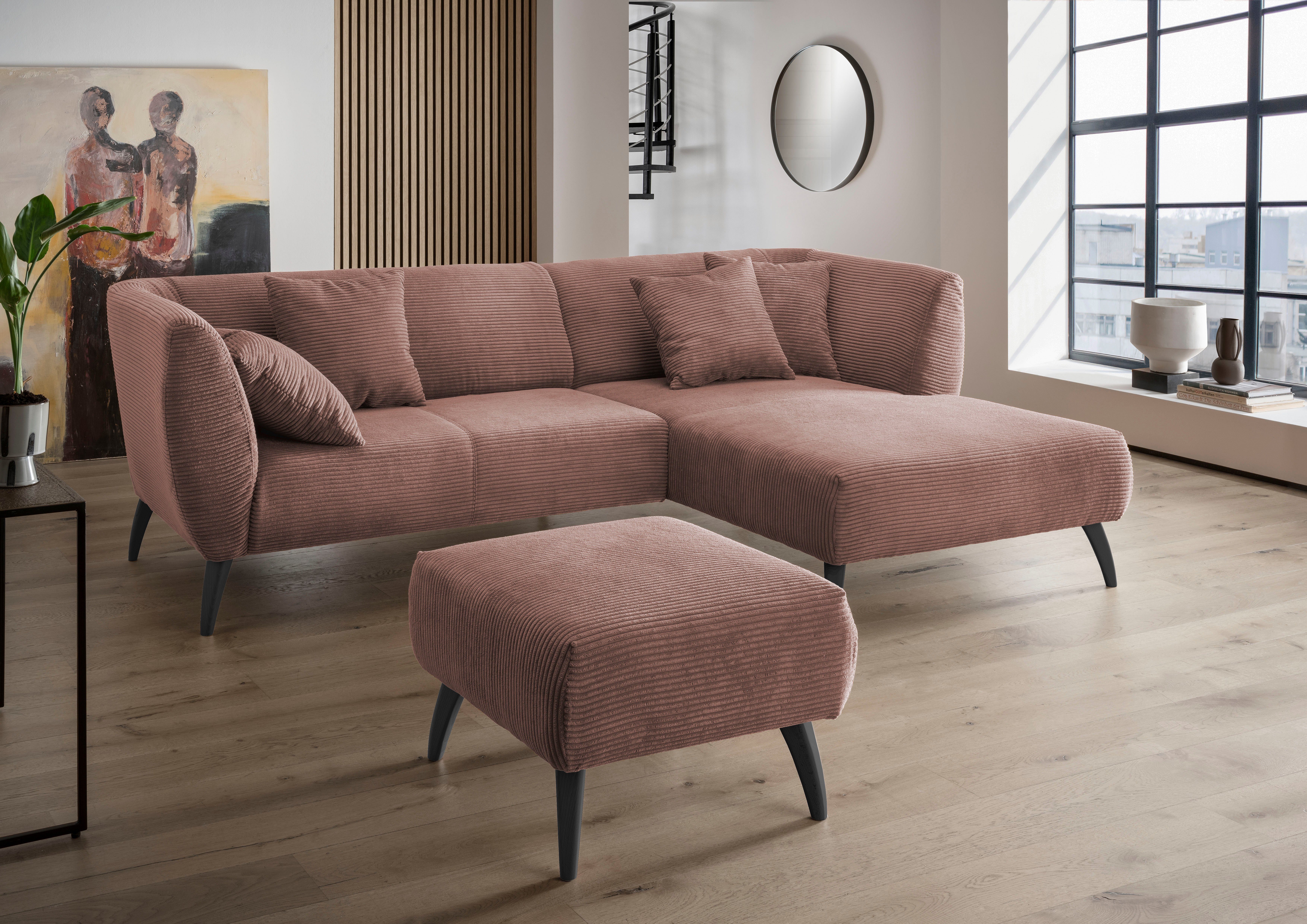 INOSIGN Hocker Colori Kleur houten poten naar keuze, verschillende stoffen, hoogwaardige stof