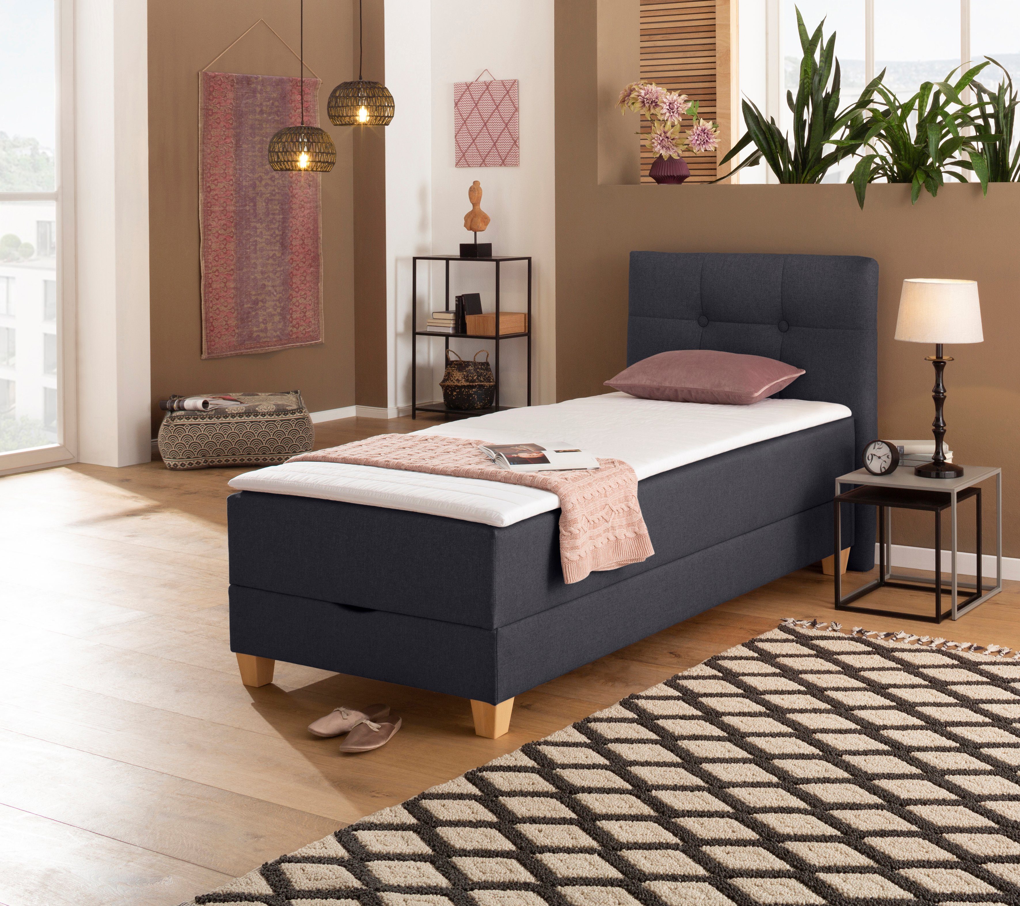 Home affaire Boxspring Lonrai in h2, h3 & h4 en xxl - verlengde 220 cm kiesbaar, incl. topper