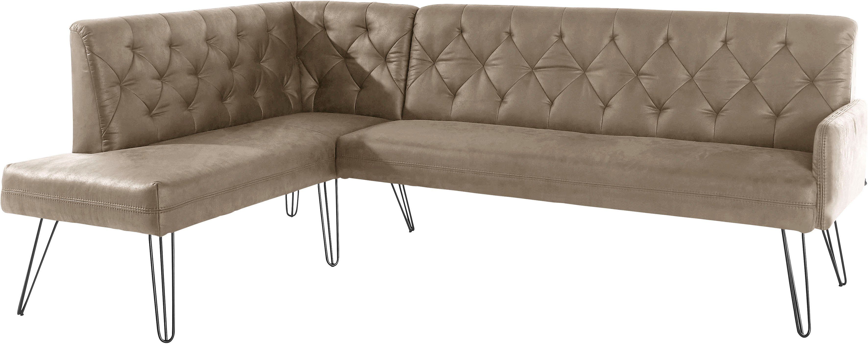 exxpo - sofa fashion Hoekbank Doppio, Chesterfield look, comfortabel en handig, hoge designvoeten