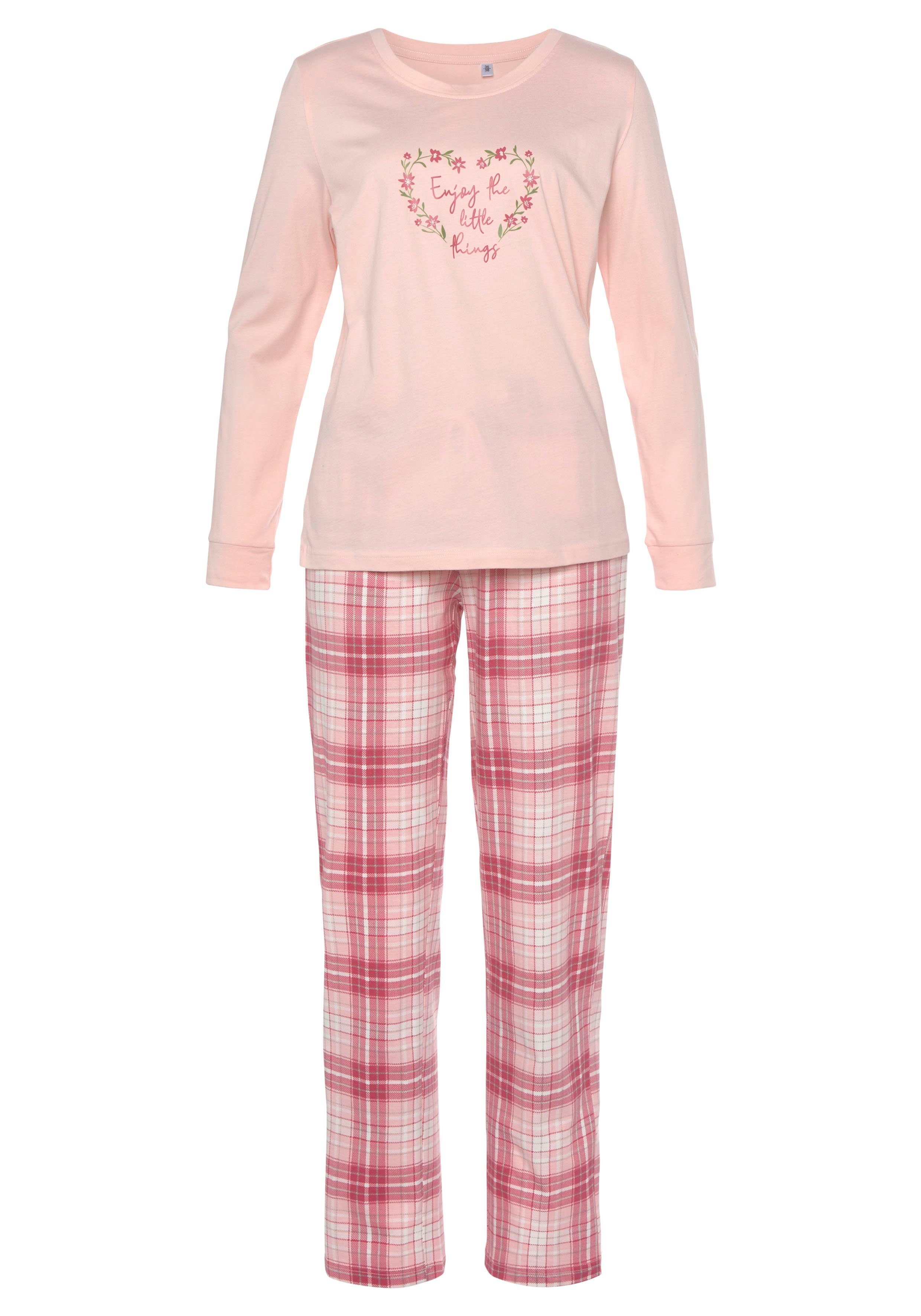 Vivance Dreams Pyjama met ruit- en bloemenprint in een dubbelpack (4-delig, Set van 2)