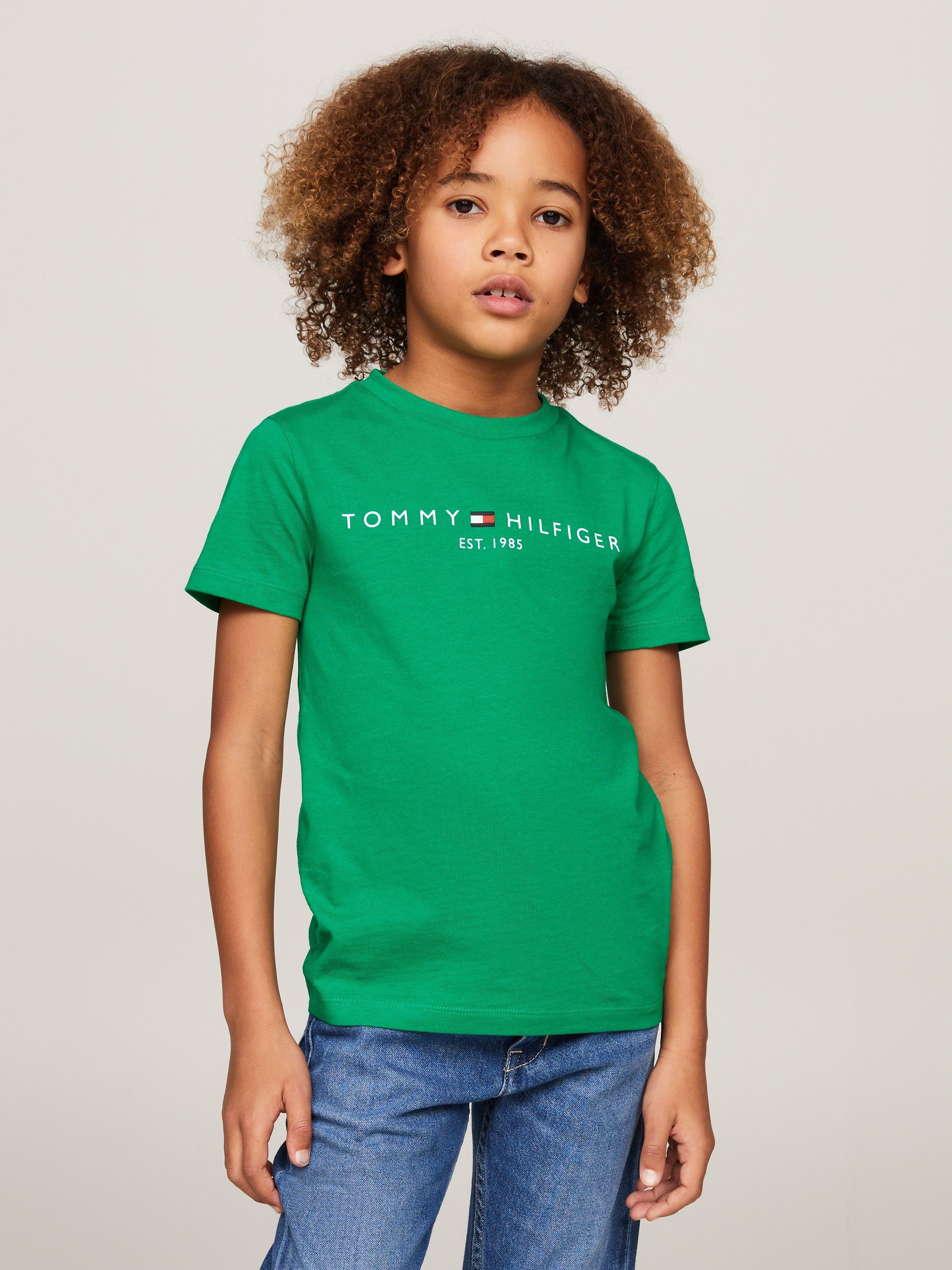 Tommy Hilfiger T-shirt met logo groen Katoen Ronde hals 104