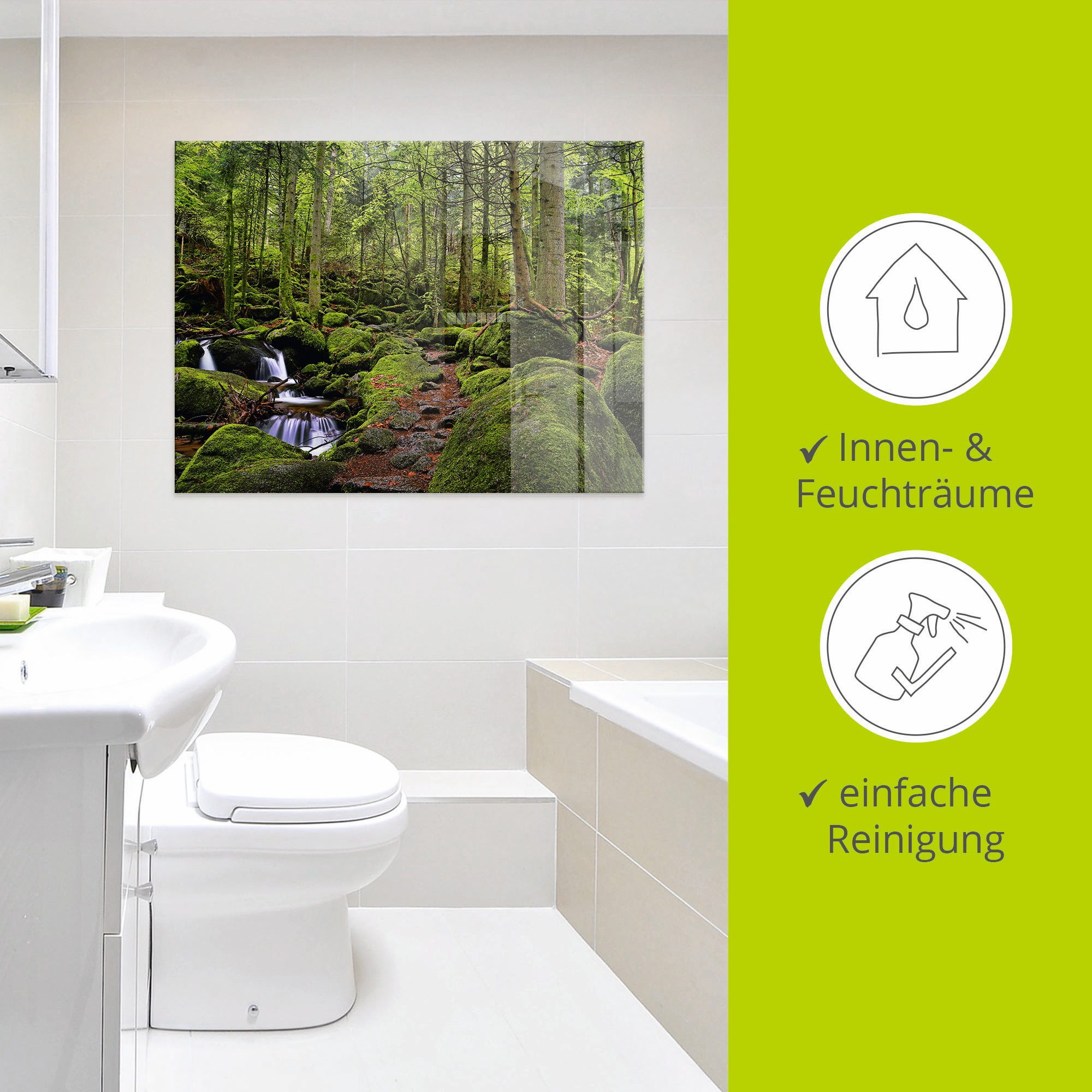 Artland Print op glas Toverbos met beek in verschillende maten