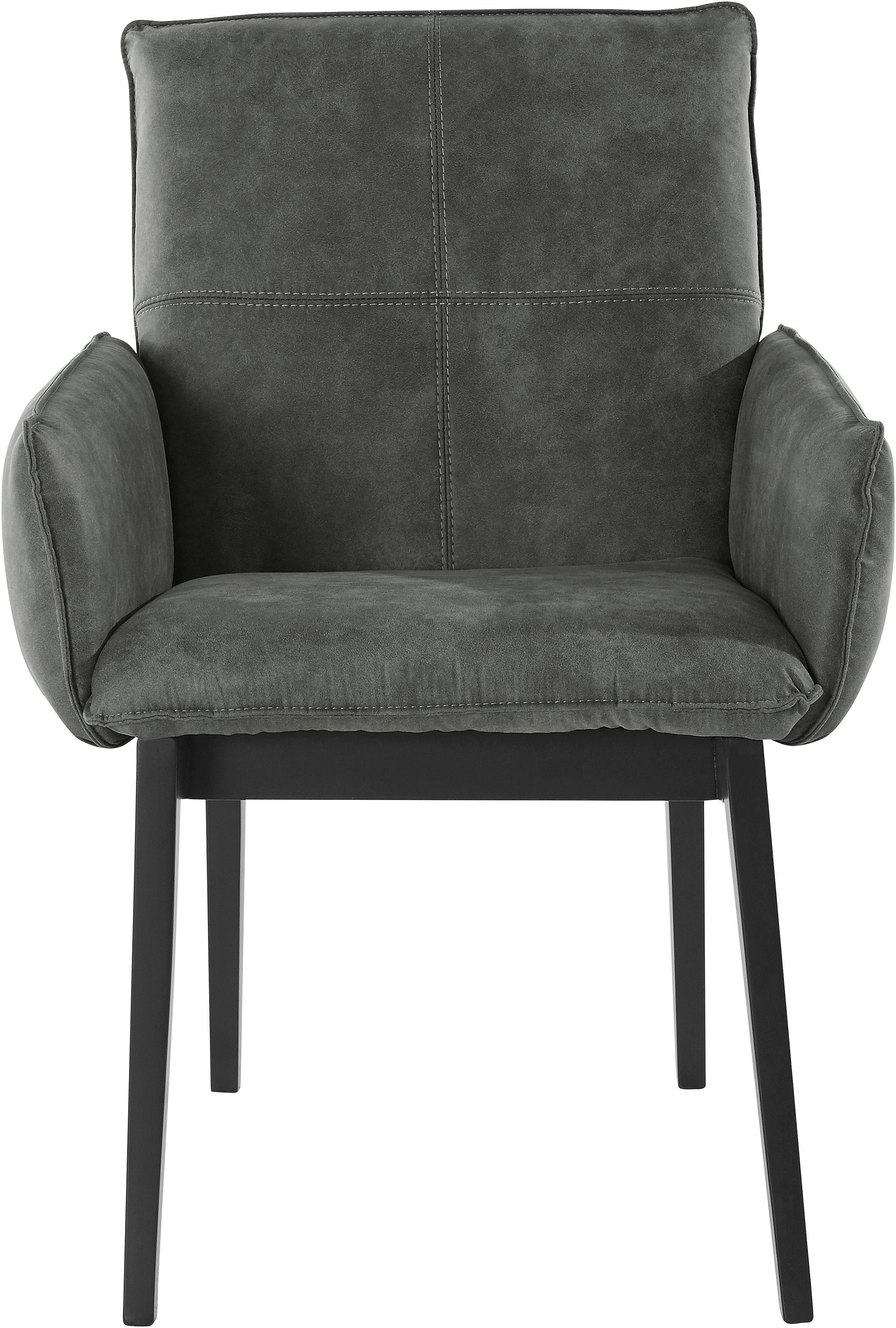 Home affaire Stoel met armleuningen Model 6 Bekleding van microvezel of leer, frame is beuken in zwart gelakt (2 stuks)