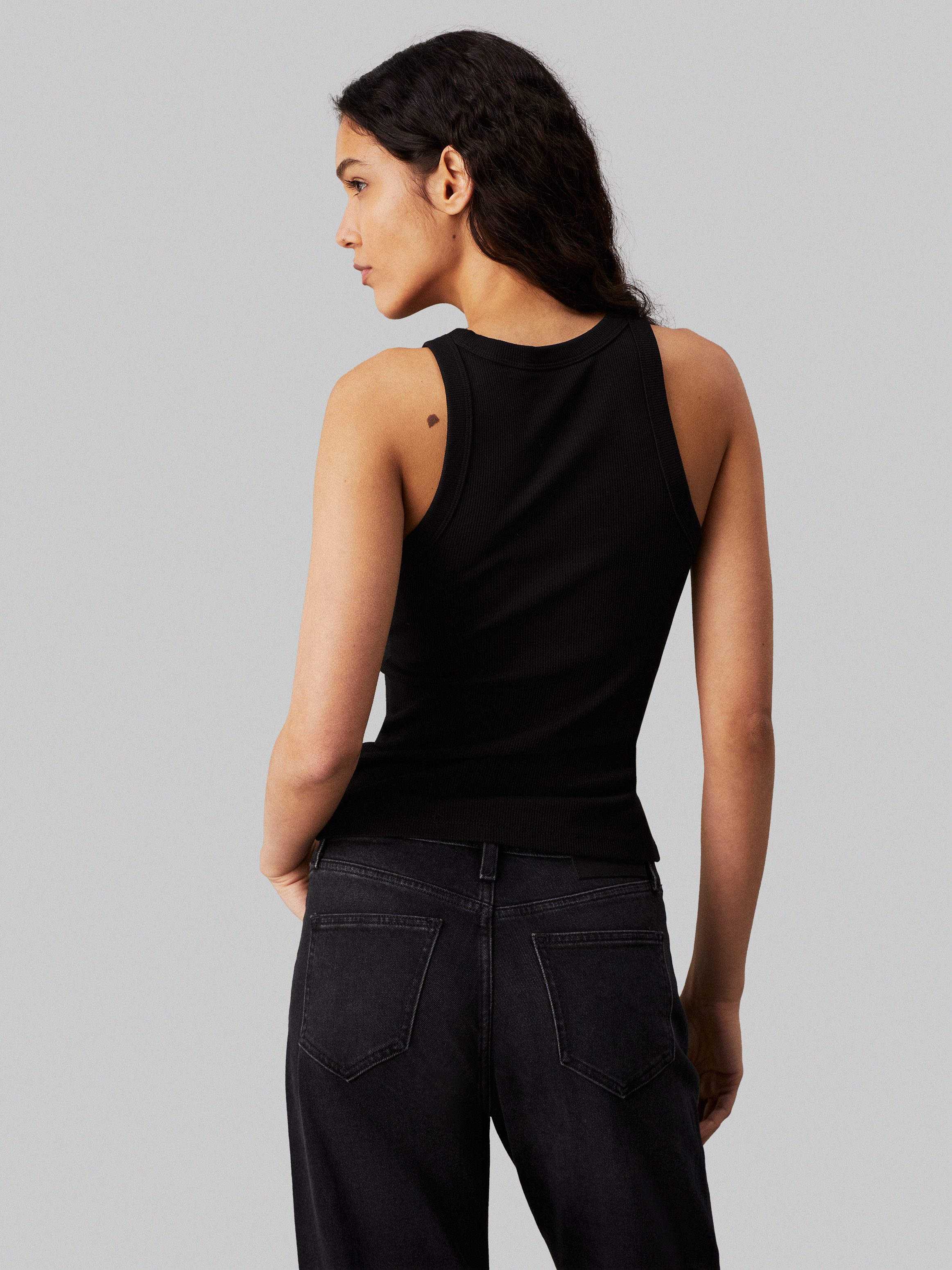 Calvin Klein Geribde tanktop WOVEN LABEL TANK TOP