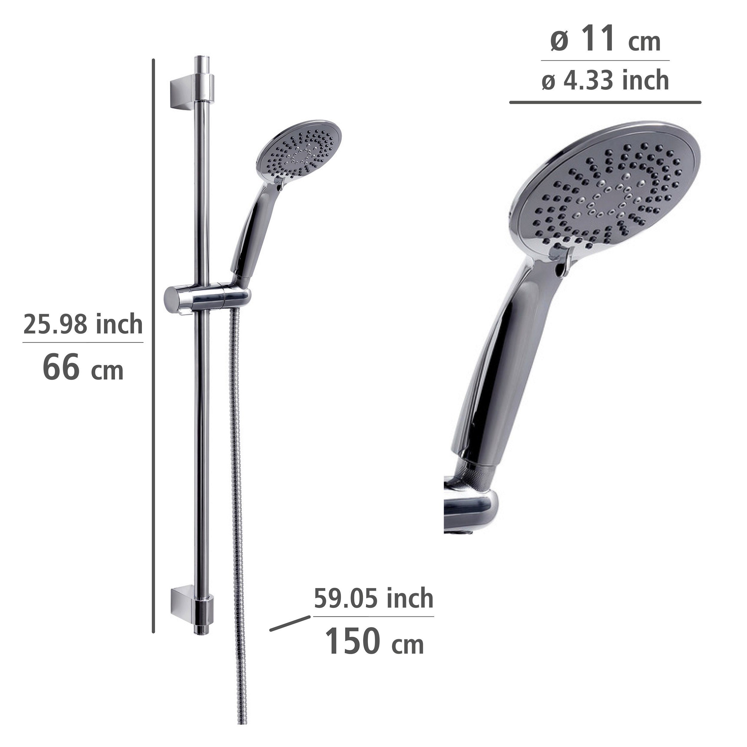 WENKO Douchestang-set Young Chroom, lengte stang: 66 cm