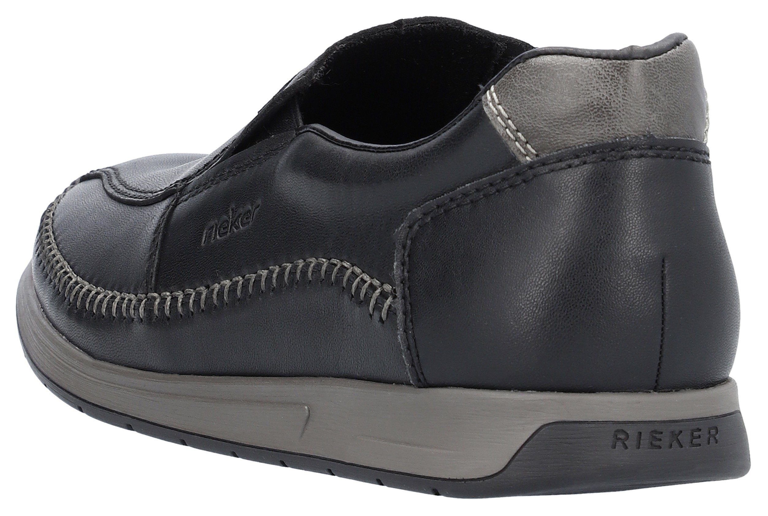 Rieker Instappers Mokassin, loafer, comfortschoen met ingewikkelde randnaad