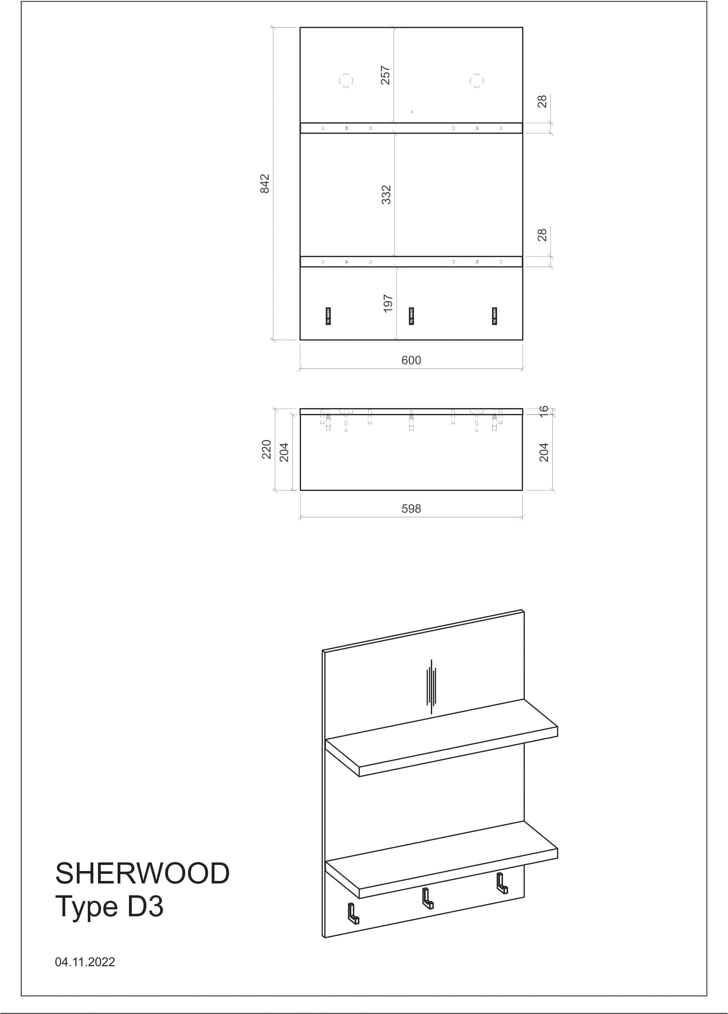 Home affaire Wandplank Sherwood Breedte 60 cm, in modern houtdecor, 28 mm dikke legplanken