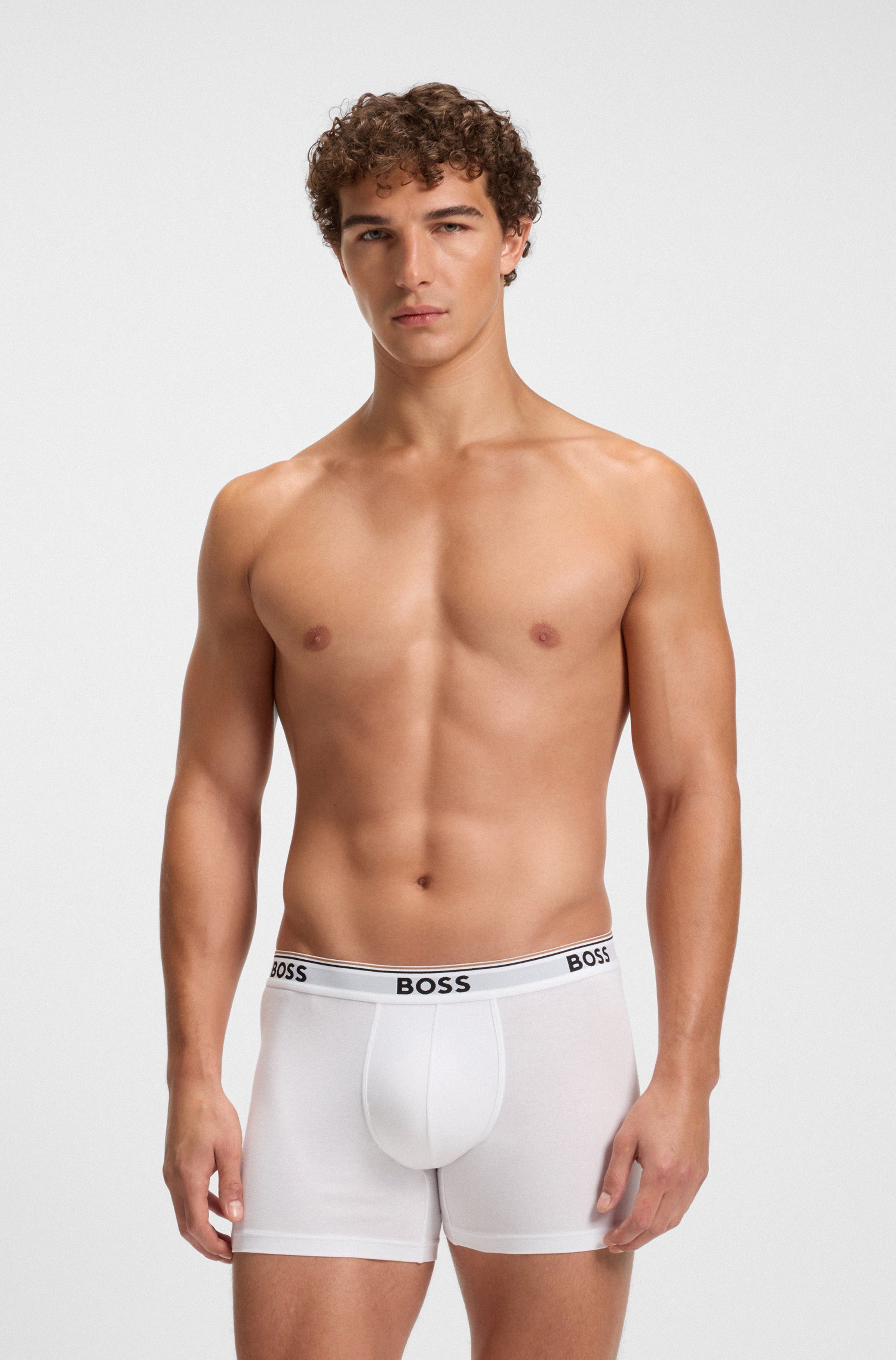 BOSS Lange boxershort BRIEF 3 PACK met in kleur bijpassende weefband (3 stuks)