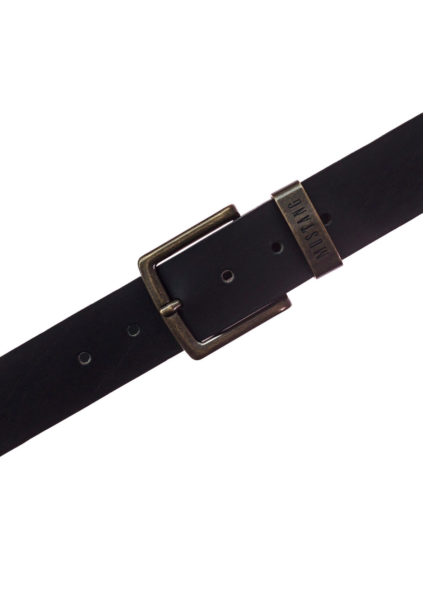 Mustang Leren riem Gesp in oud messingkleur lichte used-look