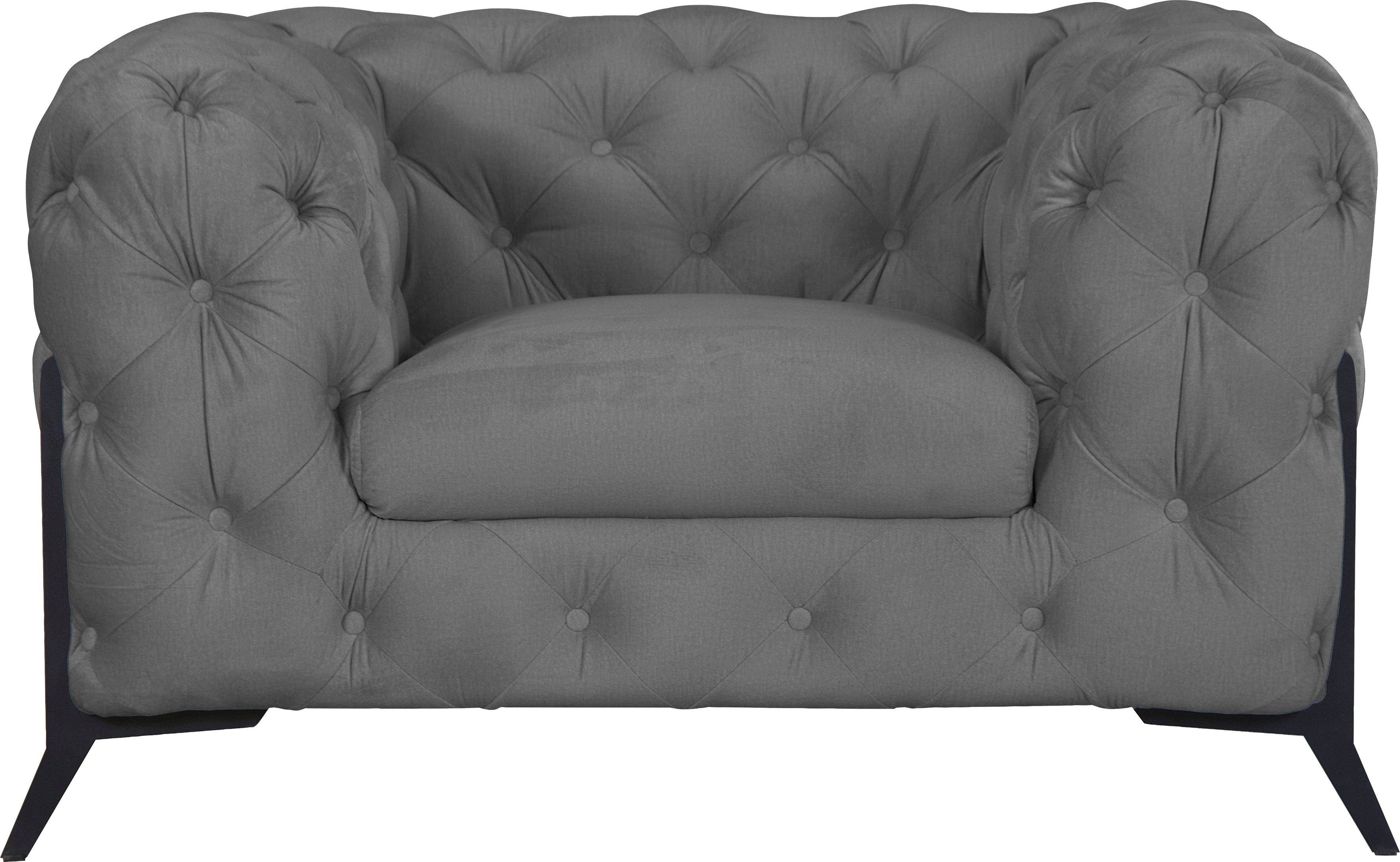 Leonique Chesterfield-fauteuil Amaury luxueuze capitonnage in een moderne look, naar keuze voeten in chroomkleur, goudkleur of zwart