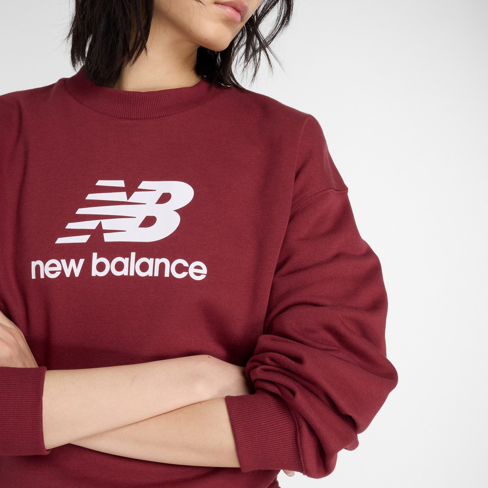 New Balance Sweatshirt Sport Essentials French Terryogo CrewONARCH BURGUNDY