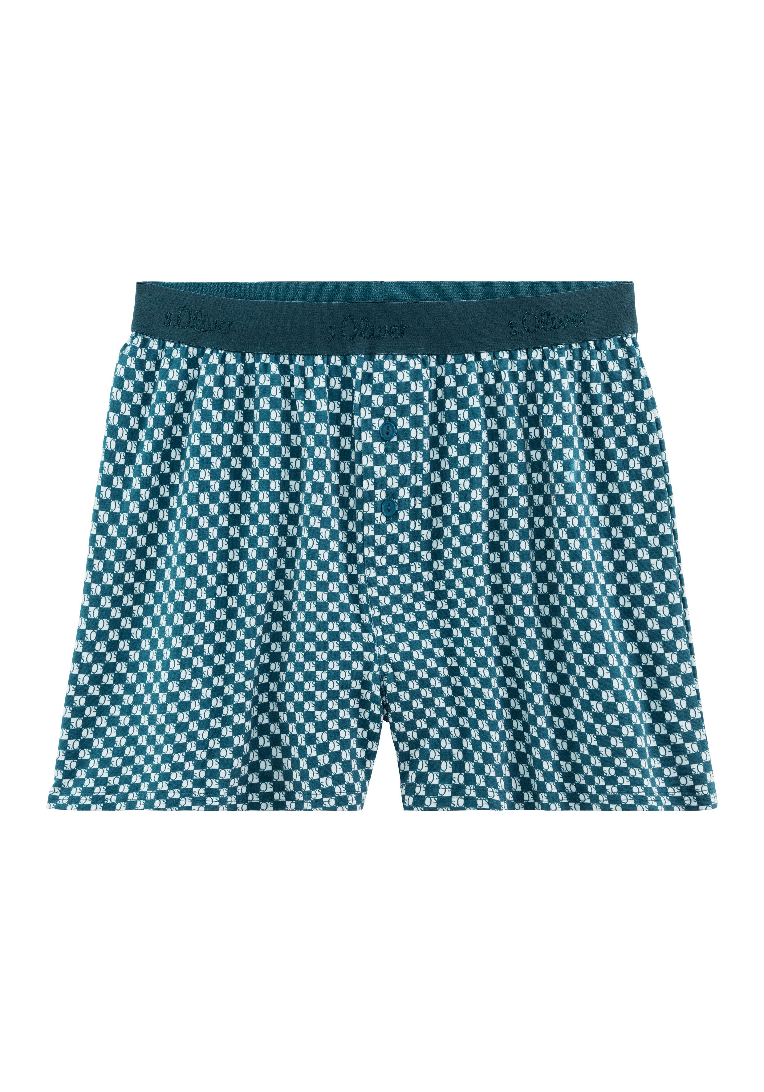 s.Oliver RED LABEL Beachwear Wijde boxershort unikleur en gedessineerd (set 2 stuks)