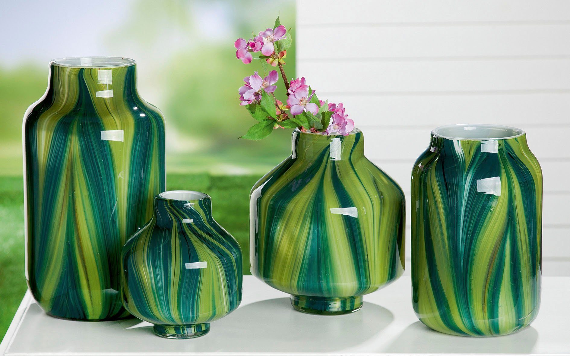 GILDE Tafelvaas Verdo, hoogte ca. 22 cm decoratieve vaas van glas, bloemenvaas (1 stuk)