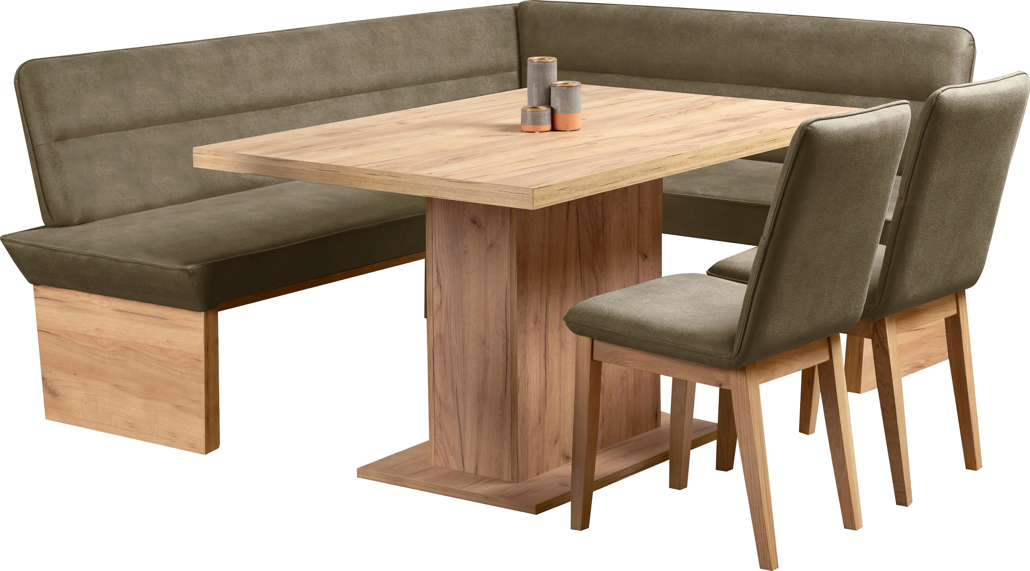 Home affaire Eethoek Beluna + Cross Eetkamer zitgroep stoelen tafel en bank comfortabel gepolsterd (set, 4-delig)