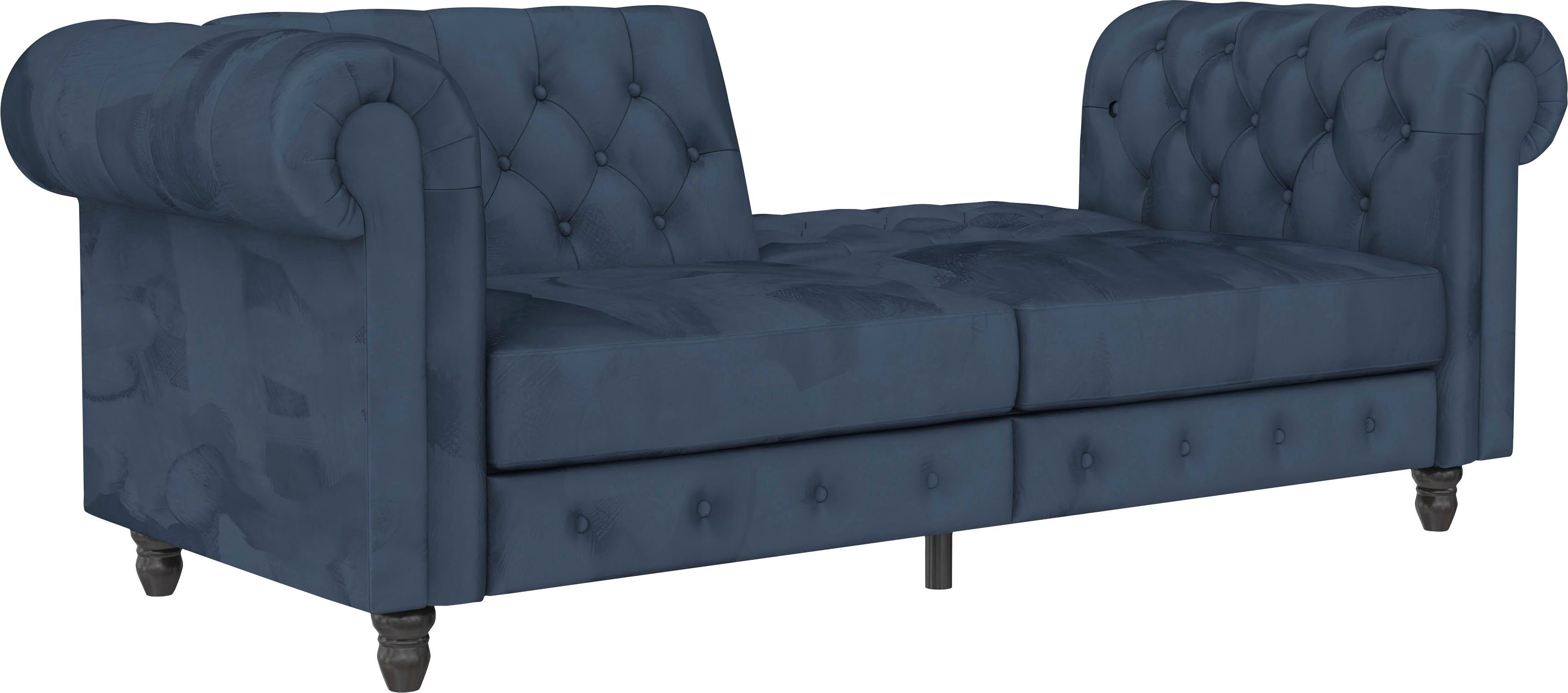 Dorel Home 3-zitsbank Felix, slaapbank 236 cm(ligoppervlak 108 x 190 cm), rugleuning 3-voudig verstelbaar, velours, kunstleer, luxe vintage microvezel