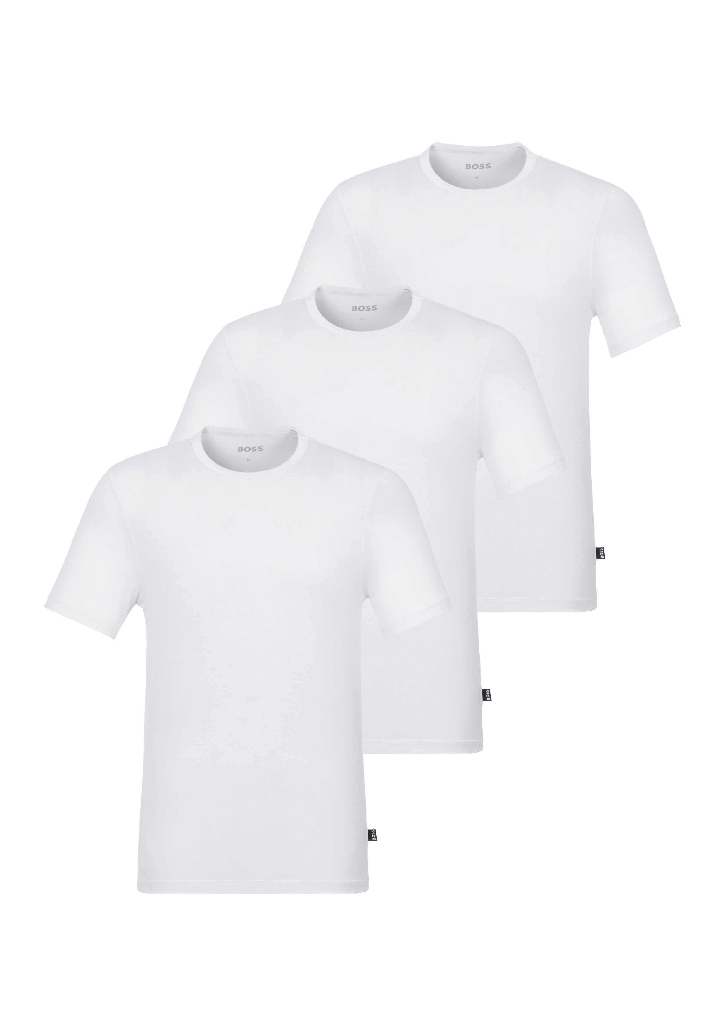 BOSS T-shirt TShirt RN 3P Natura effen t-shirt met merklabel (3-delig) heren t-shirts maat S (48) wit