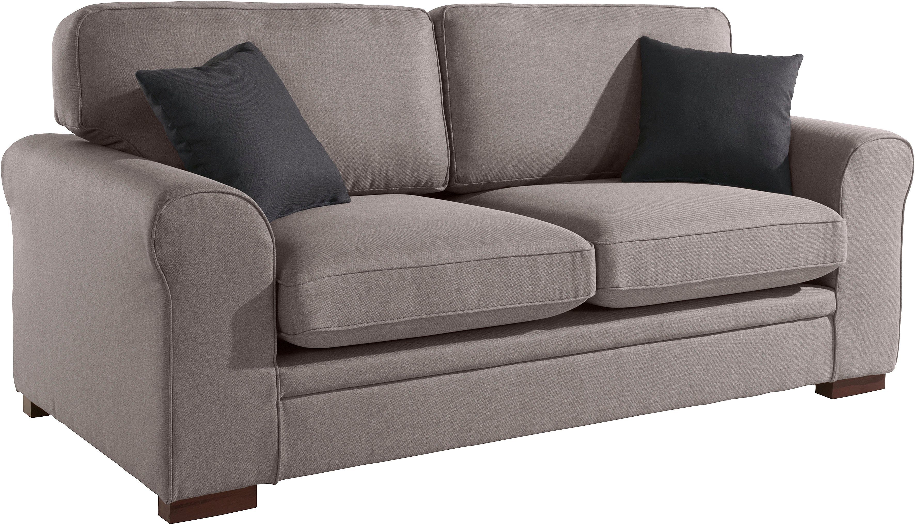 Home affaire 2-zitsbank Broughton zacht zitcomfort, incl. 2 sierkussens, opstaande naad