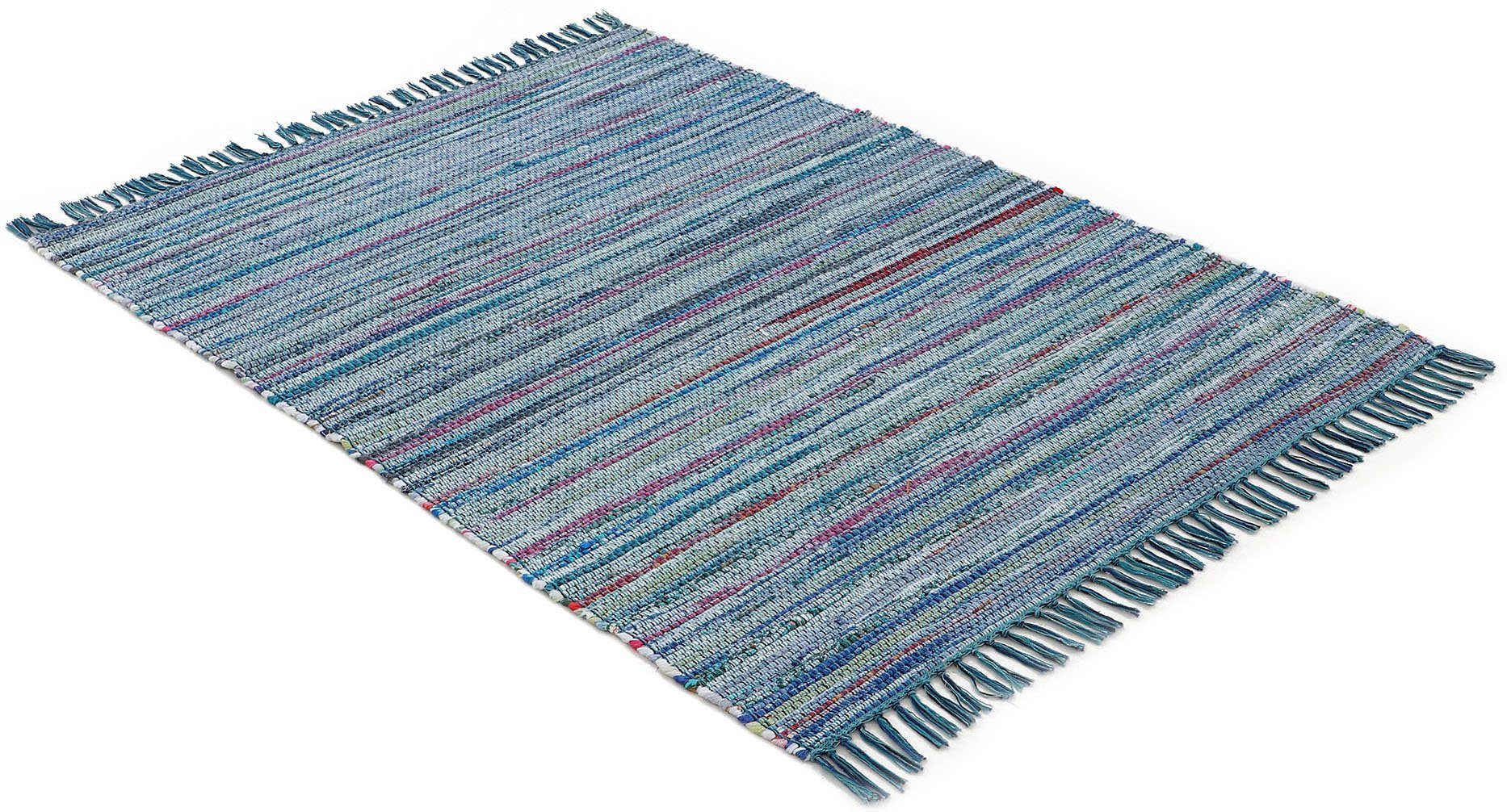 carpetfine Vloerkleed Kelim Chindi, omkeerbaar tapijt handgeweven, patchwork tapijt met franjes, ook verkrijgbaar in loperformaten