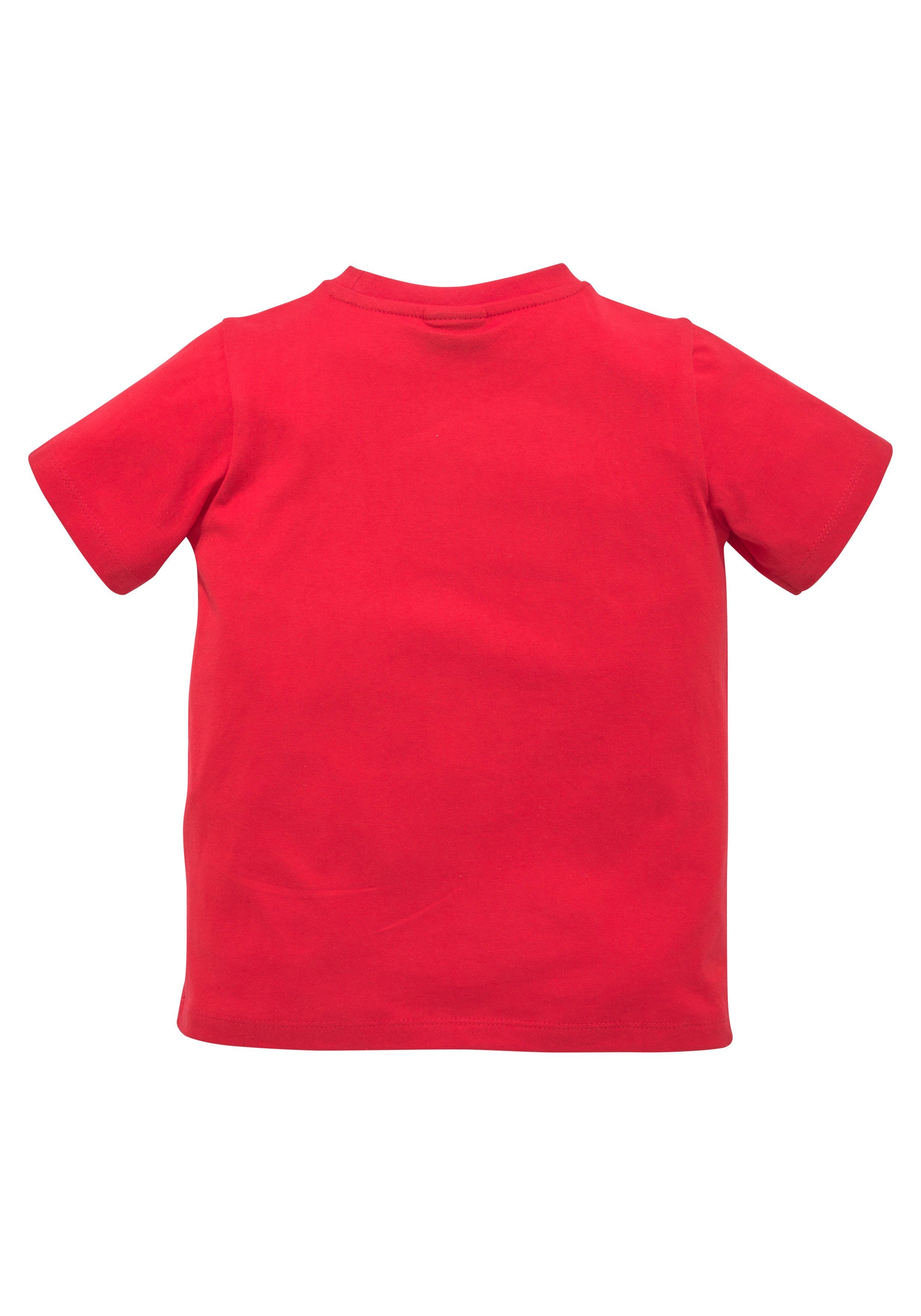 KIDSWORLD T-shirt Met graafmachine-print Korte mouwen, met vrolijke print, met ribboord aan de hals