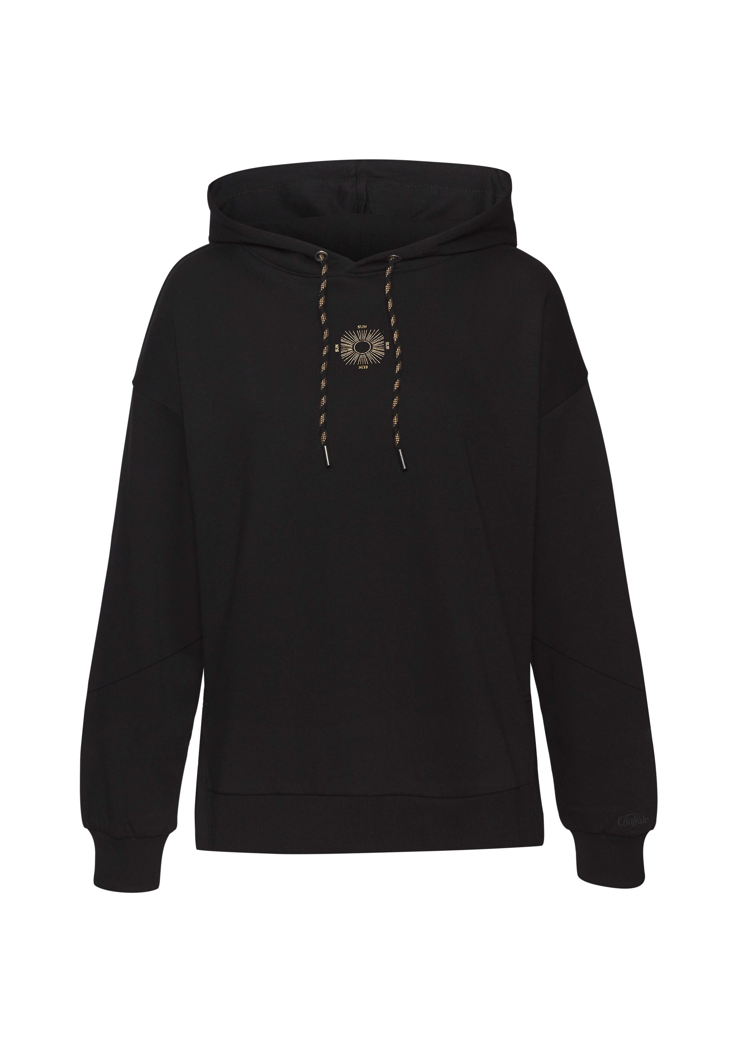 Buffalo Hoodie Capuchon sweatshirt met grote rugprint met glanseffect loungewear