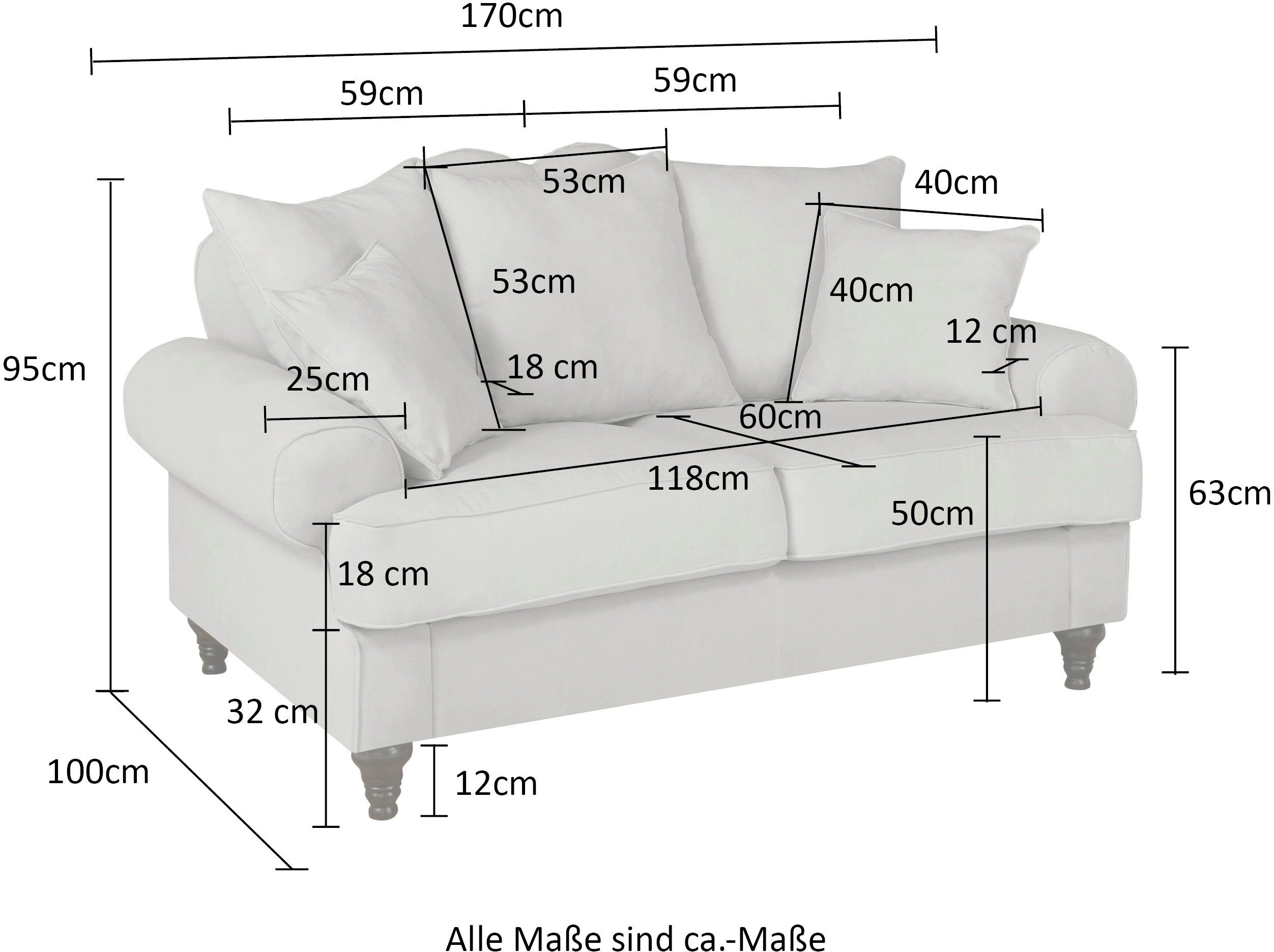Home affaire 2-zitsbank Westminster met binnenveringsinterieur
