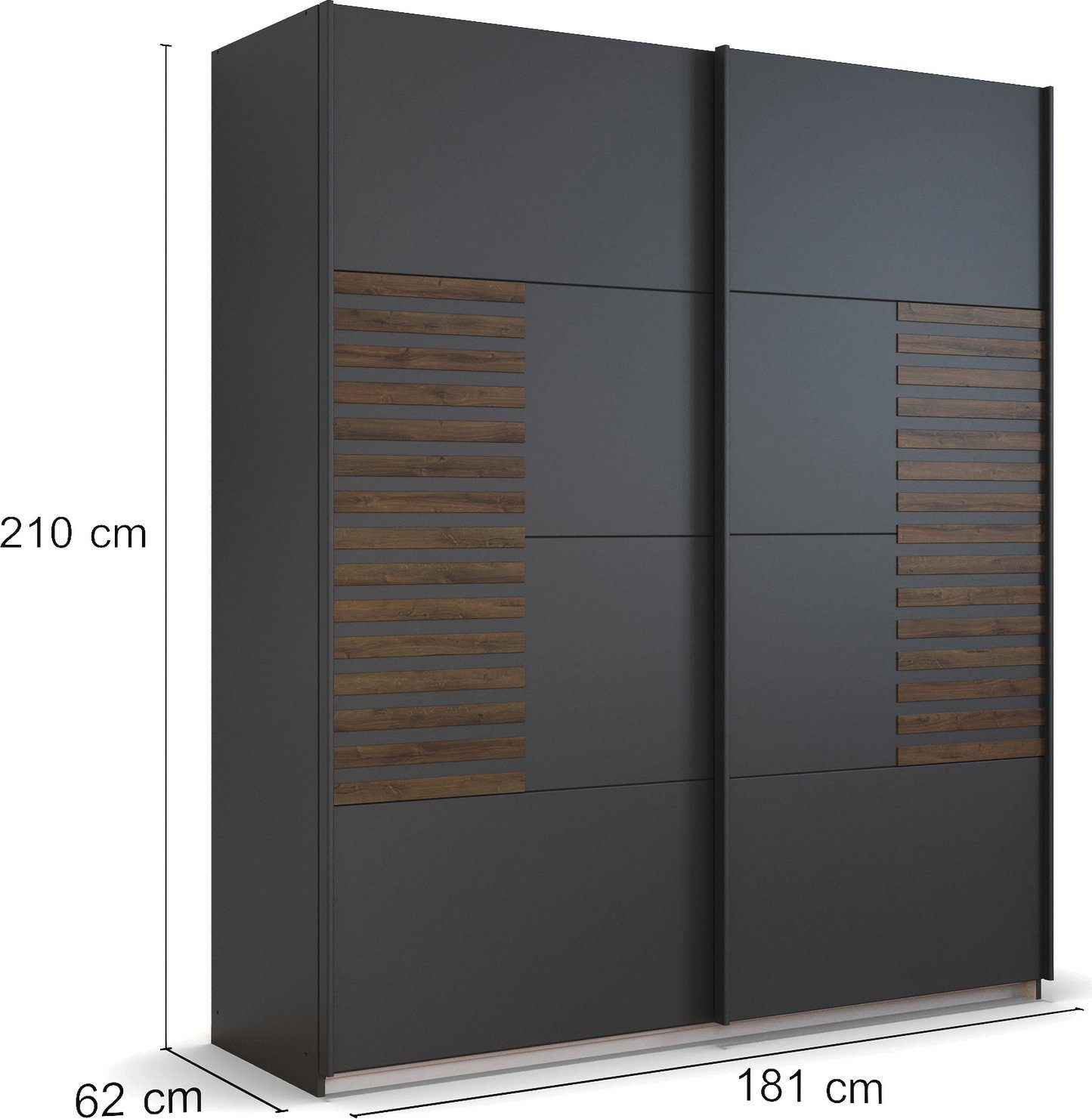 rauch Zweefdeurkast Kledingkast Kast Garderobe Slaapkamerkast BAREA Front met oplage in moderne lamellen-look MADE IN GERMANY