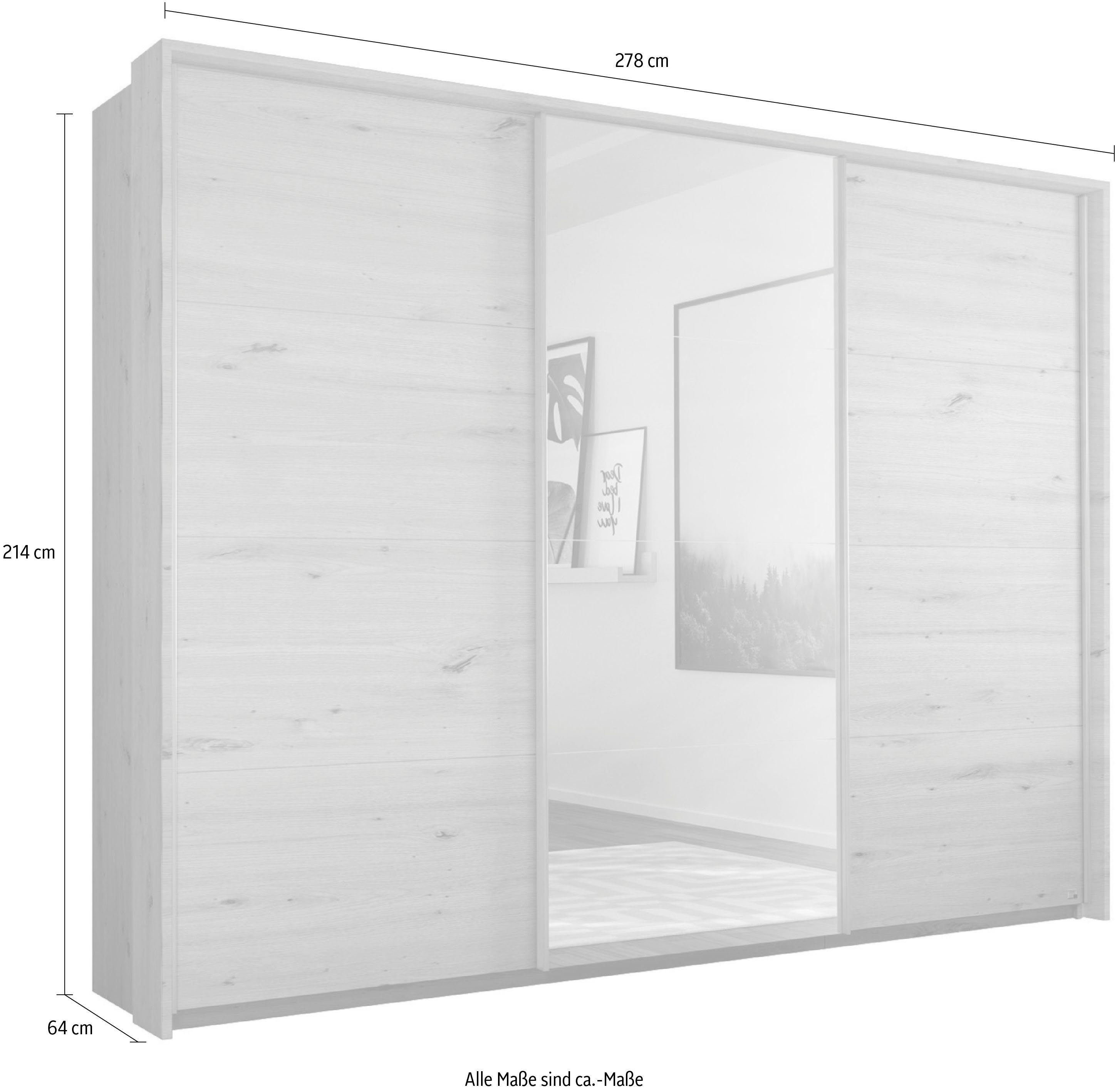 rauch Schuifdeurkast Kledingkast kast garderobe CORTONA met passe-partout en optionele verlichting inclusief indeling 2 boxen en planken