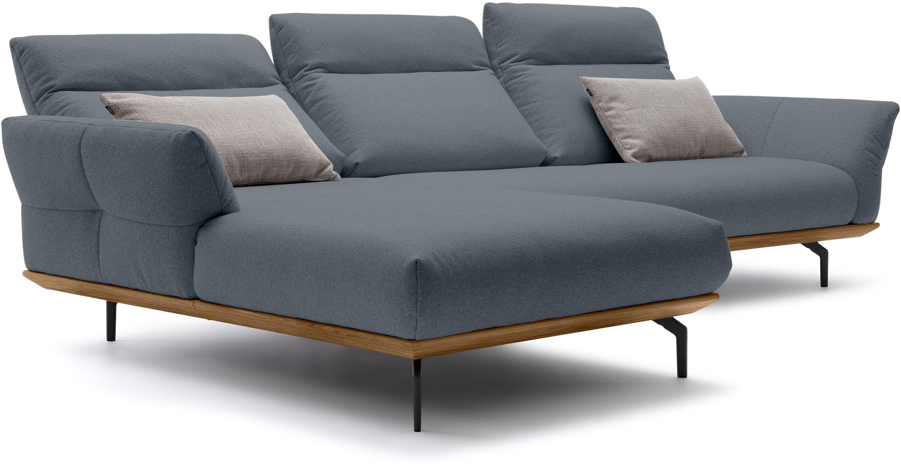Creation BY ROLF BENZ Hoekbank Hs.460 Sokkel in walnotenhout, onderstel in umbra grijs, breedte 318 cm