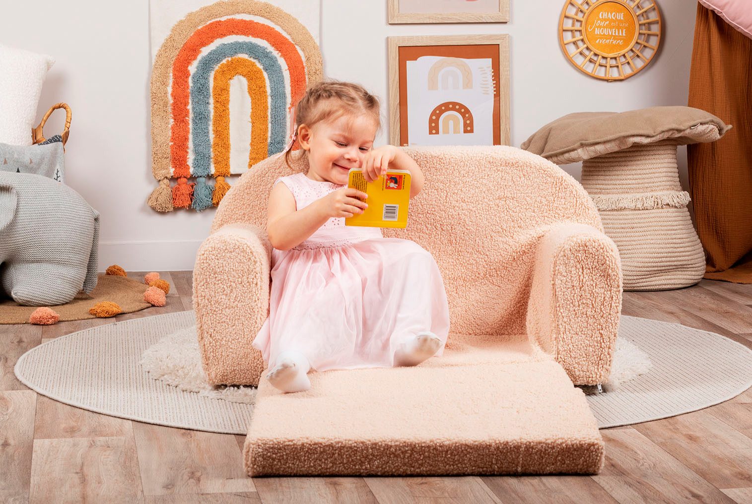 Knorrtoys® Bank Soft, plush beige voor kinderen, made in europe
