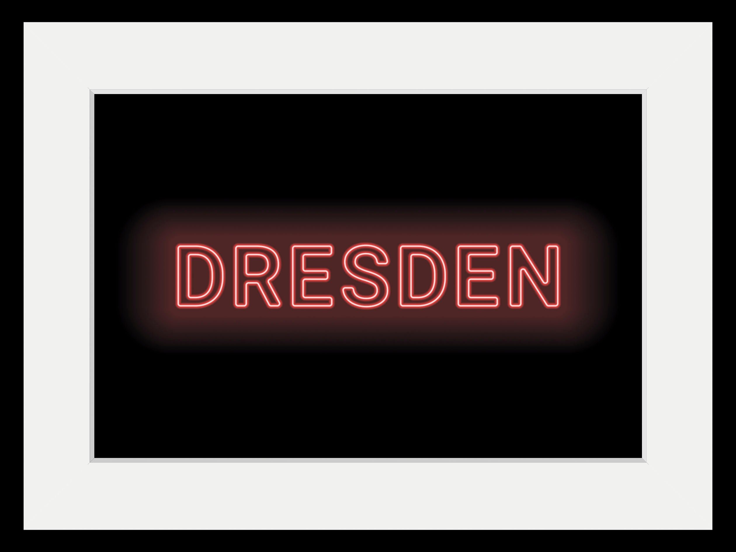 queence Wanddecoratie DRESDEN LIGHTS HD premium posterdruk incl. houten lijst (1 stuk)