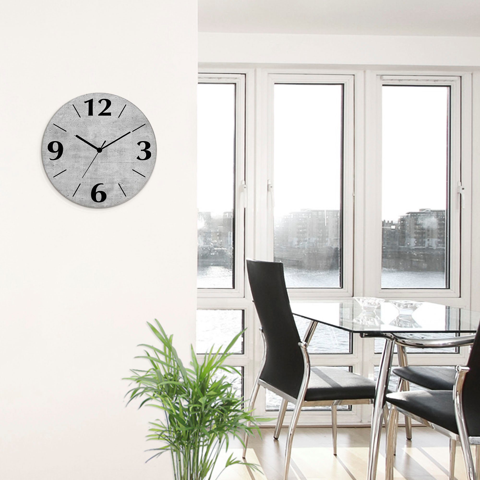 Artland Wandklok Grijs beton optioneel verkrijgbaar met kwarts- of radiografisch uurwerk, geruisloos zonder tikkend geluid