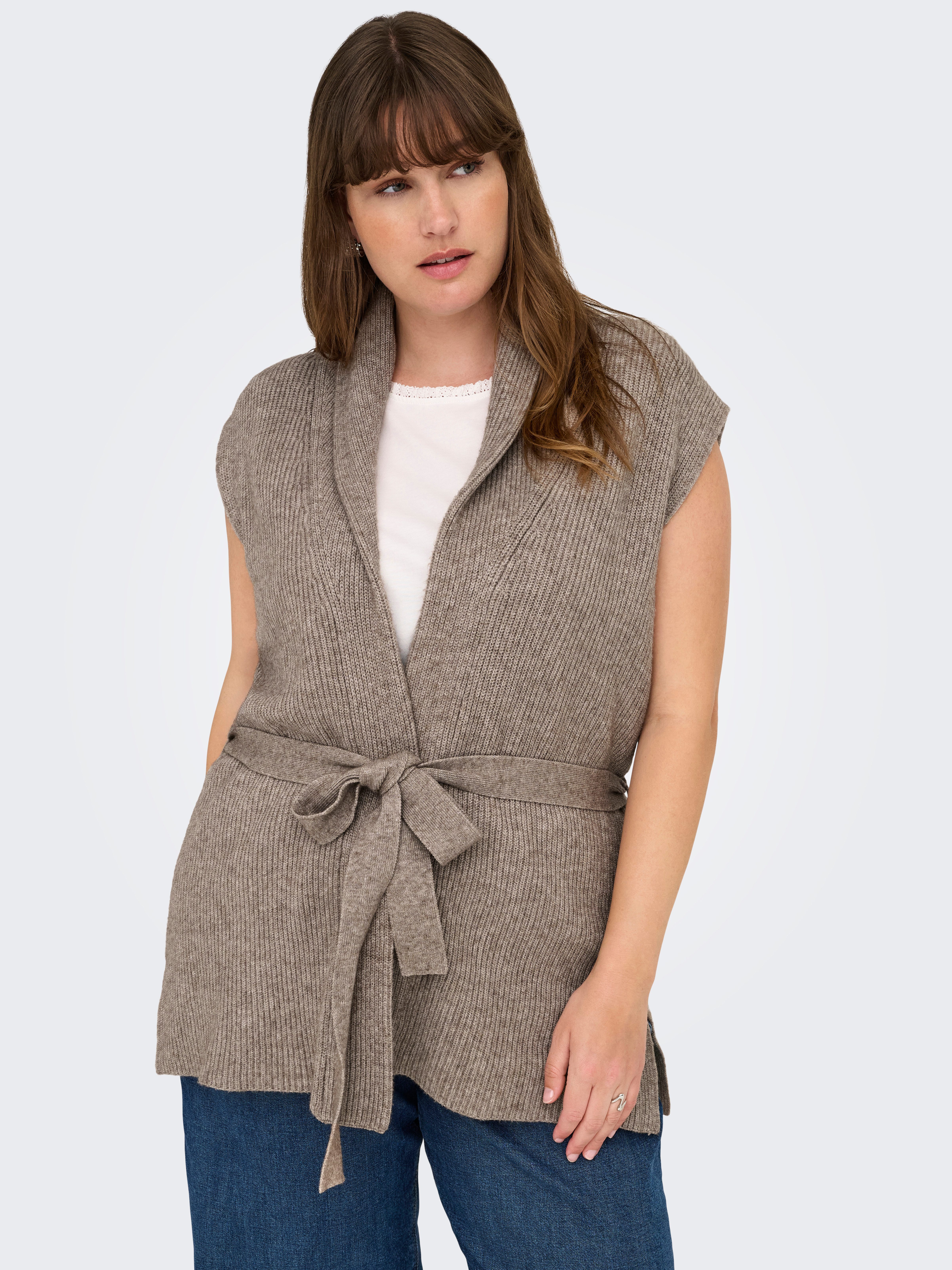 ONLY CARMAKOMA Mouwloos vest CARKATIA SL RIB WRAP VEST KNT