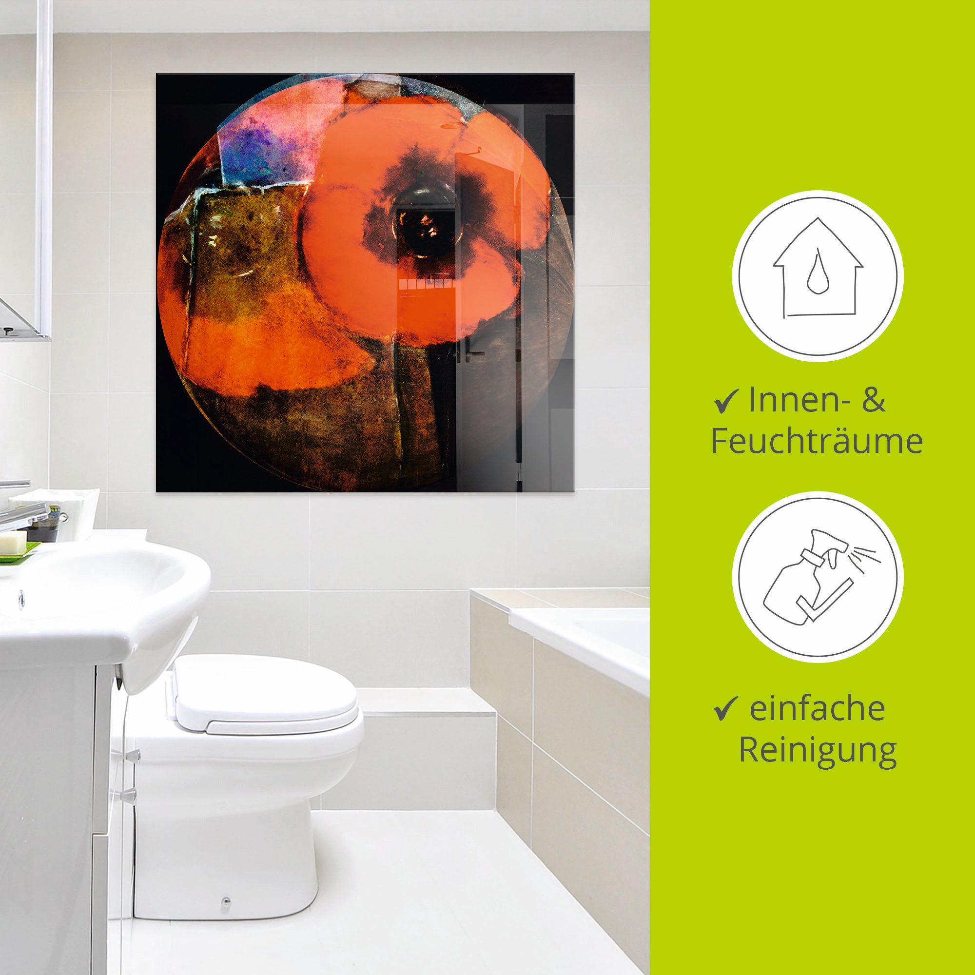 Artland Print op glas Rode klaproos - abstract