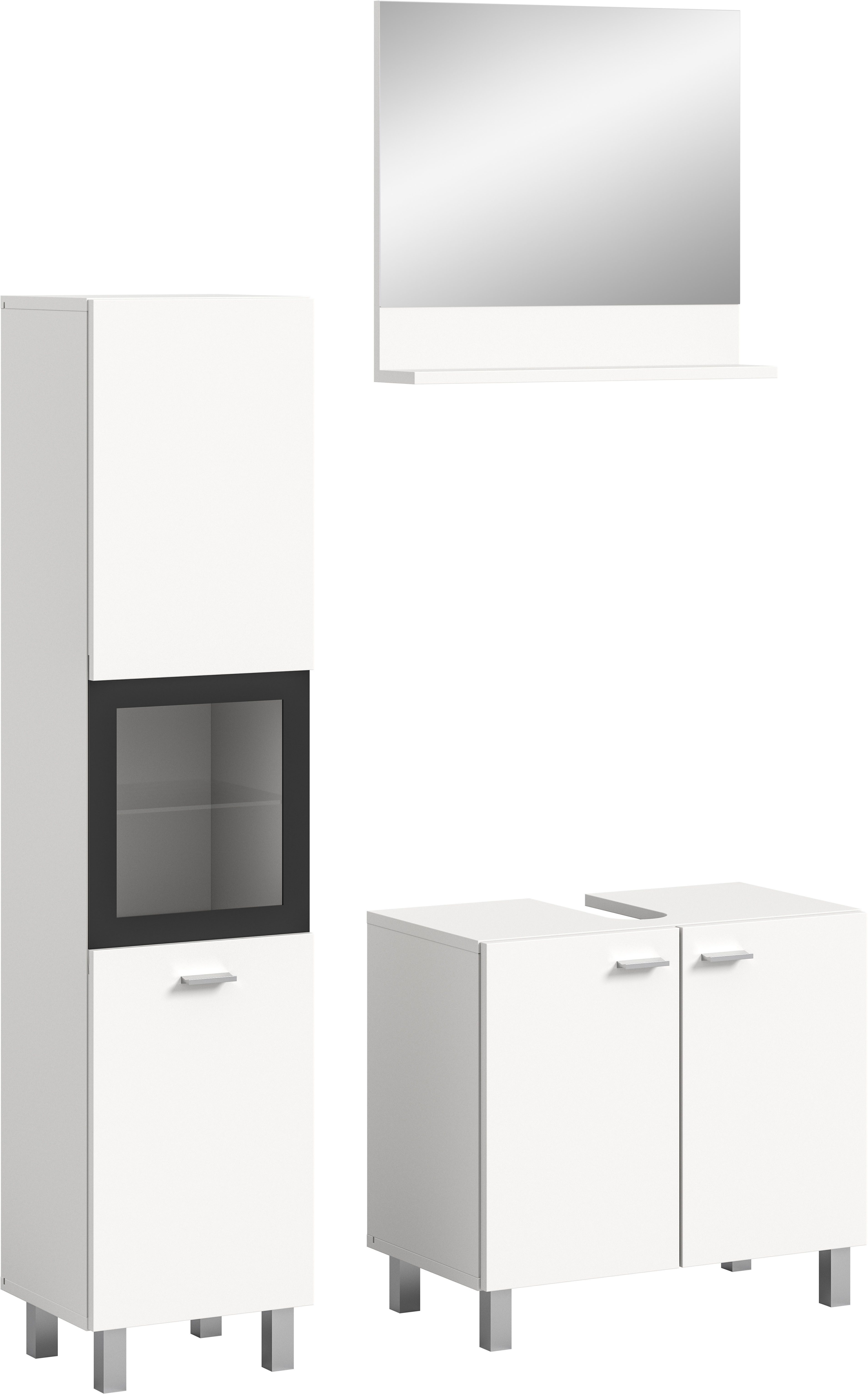 welltime Badmeubelset Tampa, breedte 102cm, 3-delig Wastafelonderkast, spiegel, hoge kast (3 stuks)