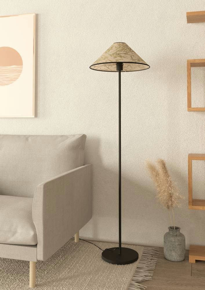 EGLO Staande lamp OXPARK Vloerlamp, vloerlamp, textiel met bamboe bladeren, woonkamer (1 stuk)