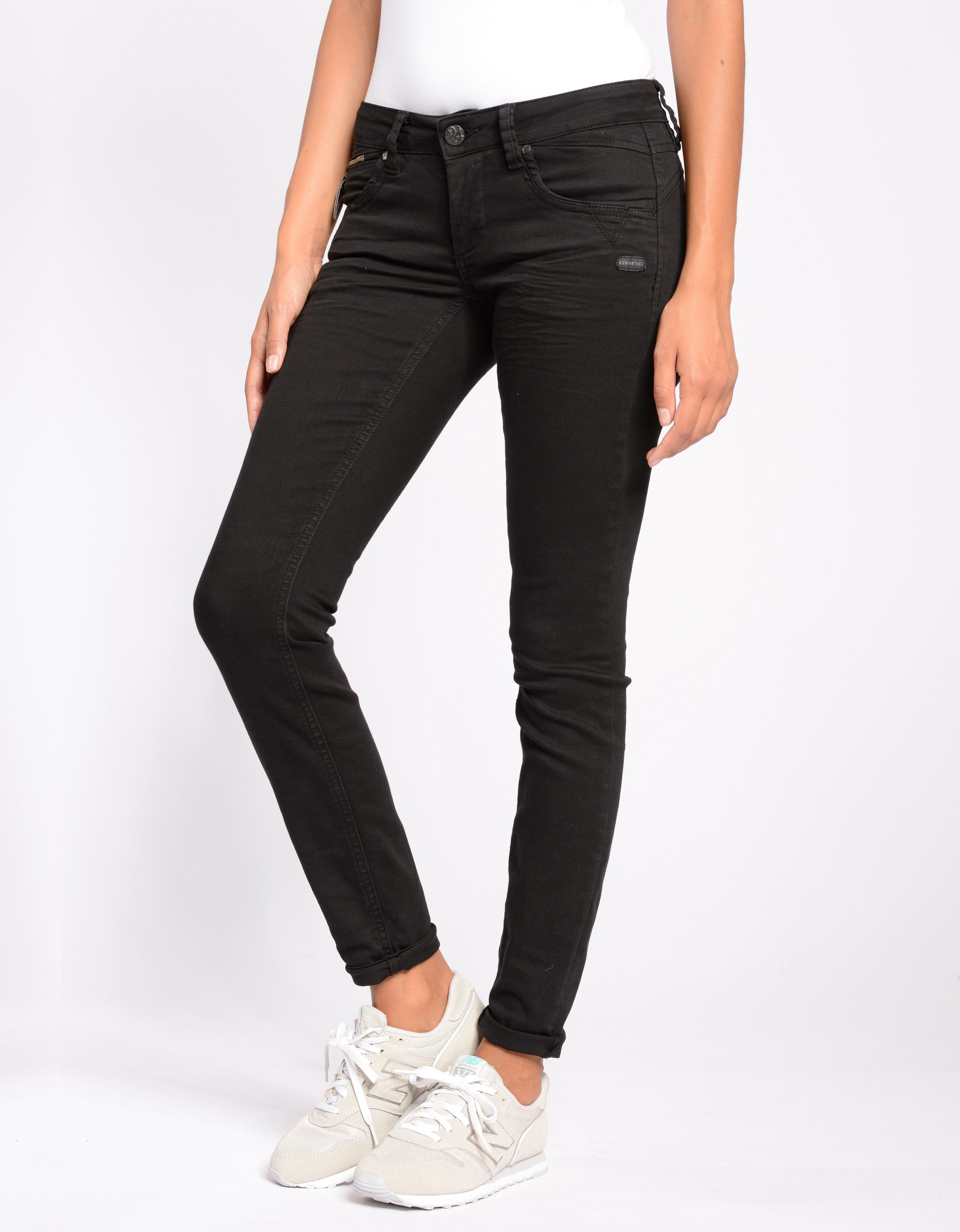 GANG Skinny fit jeans 94NIKITA met een rit-detail aan de kleingeldzakje dames skinny jeans maat 27 zwart