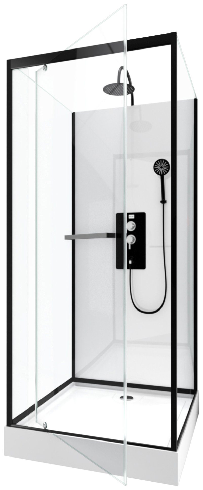 Marwell Complete douche Square inclusief kranen, 90 cm x 90 cm