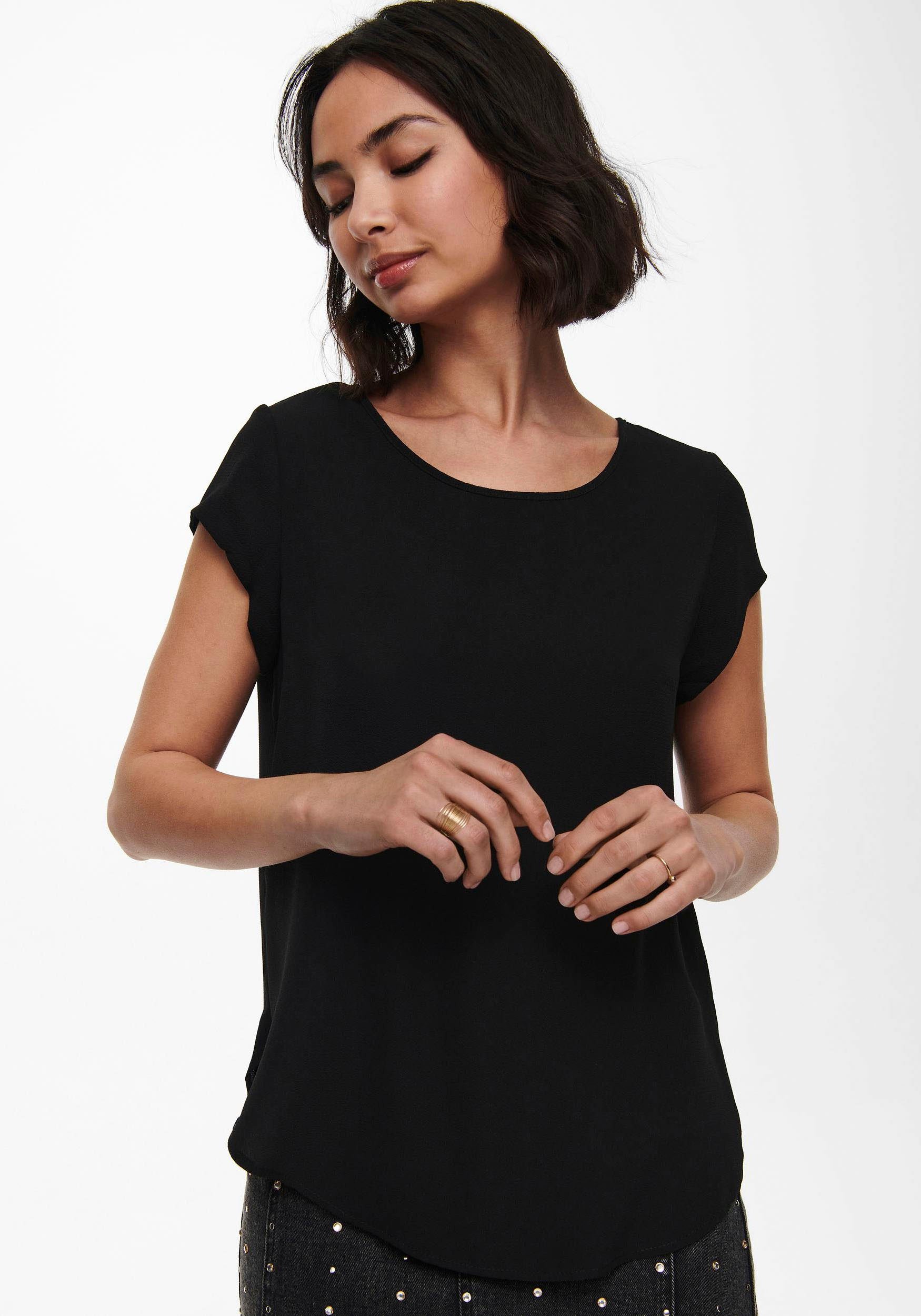 Only Blouse met korte mouwen ONLVIC S/S SOLID TOP NOOS PTM
