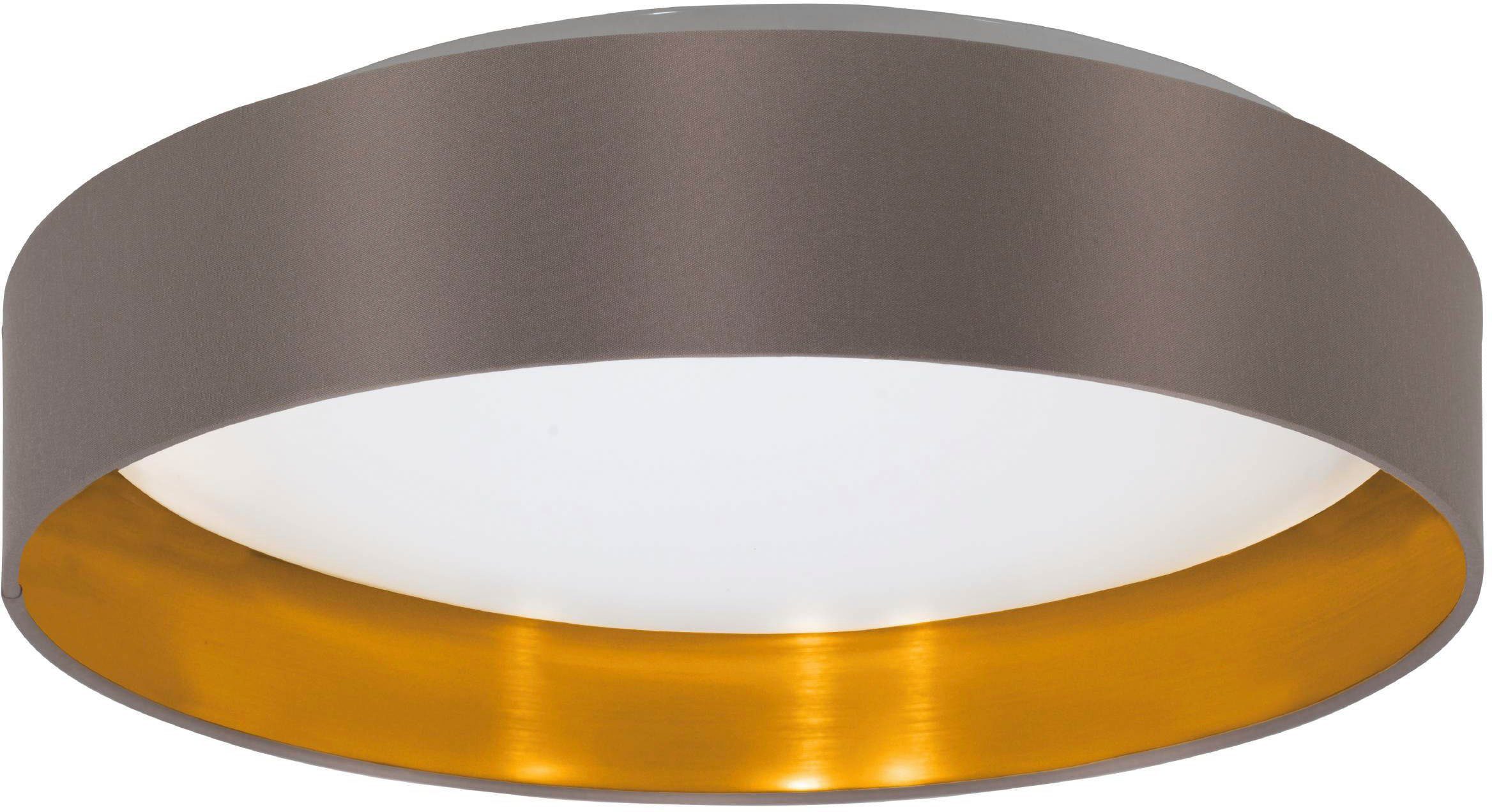 EGLO Led-plafondlamp MASERLO Stoffen lamp Maserlo2 Ø38 x H9 cm, led-plank, textielen kap (1 stuk)