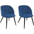 paroli stoel met armleuningen dali (set van 2 of 4), met velours-overtrek en in 2 framekleuren (set) blauw