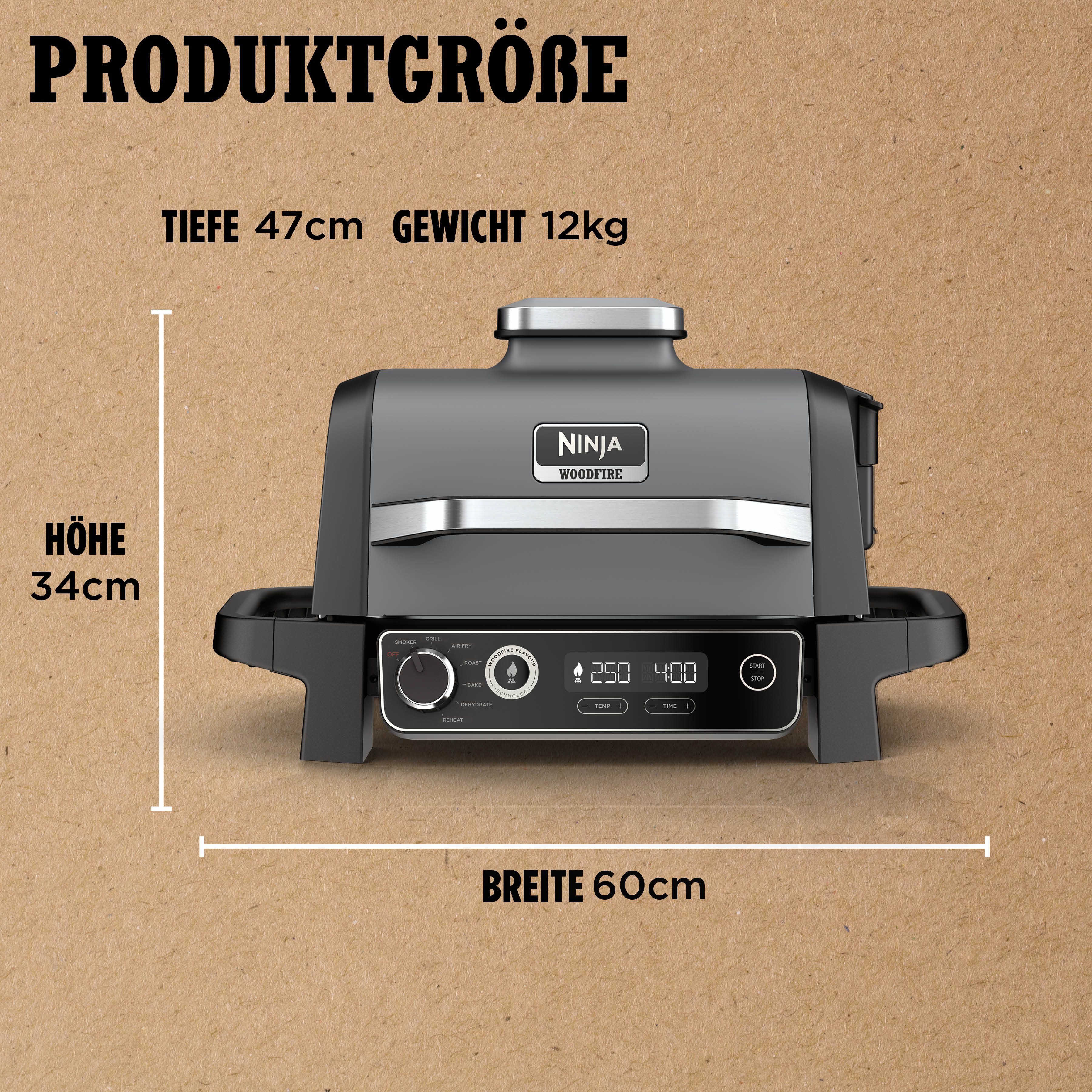 NINJA Tafelgrill Ninja Woodfire OG701EU Elektrische outdoorgrill