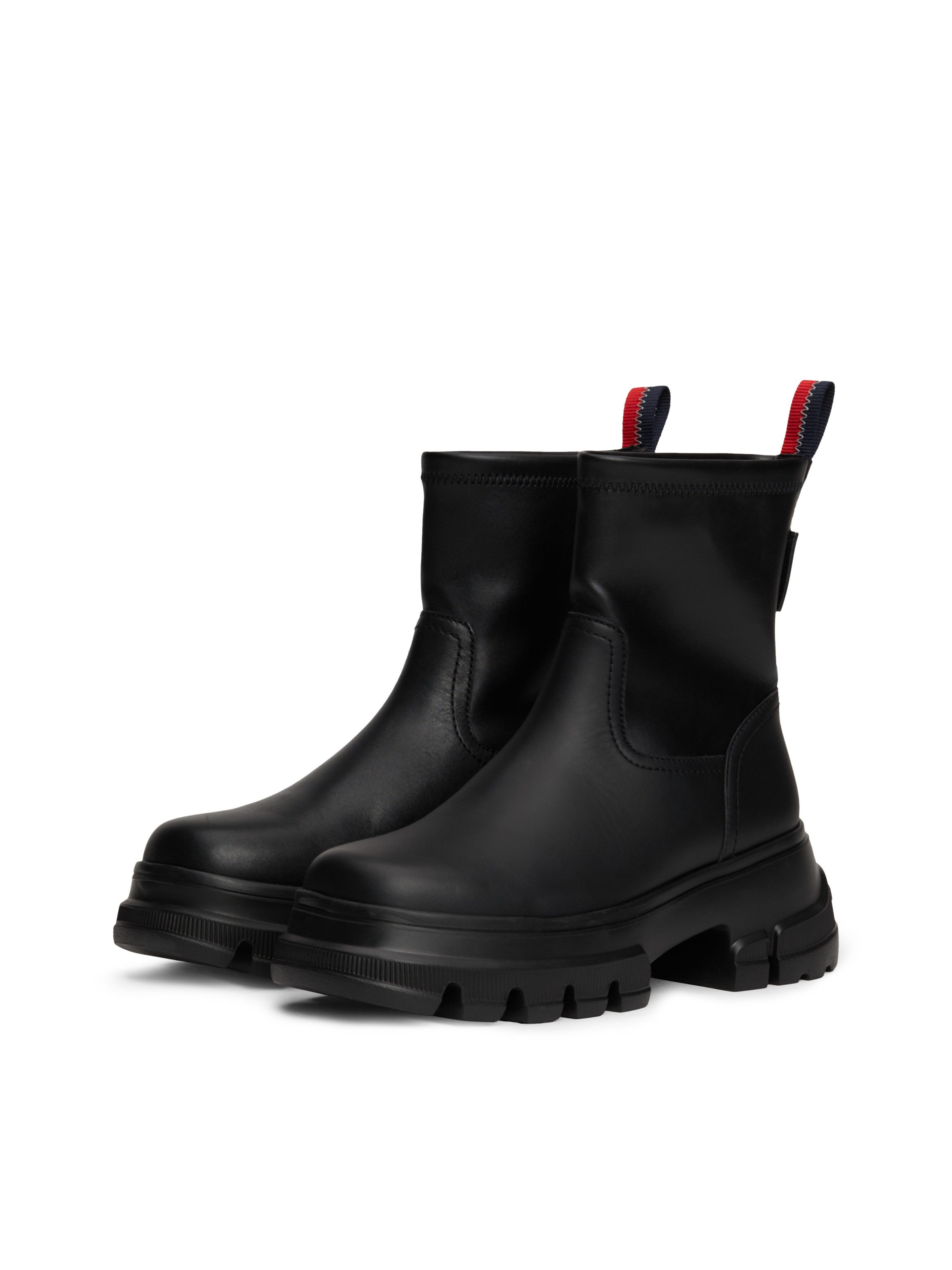 TOMMY JEANS Laarsjes TJW CHUNKY CHELSEA BOOT MIX MAT blokhak, plateau, instap laarzen, combat-boots met label