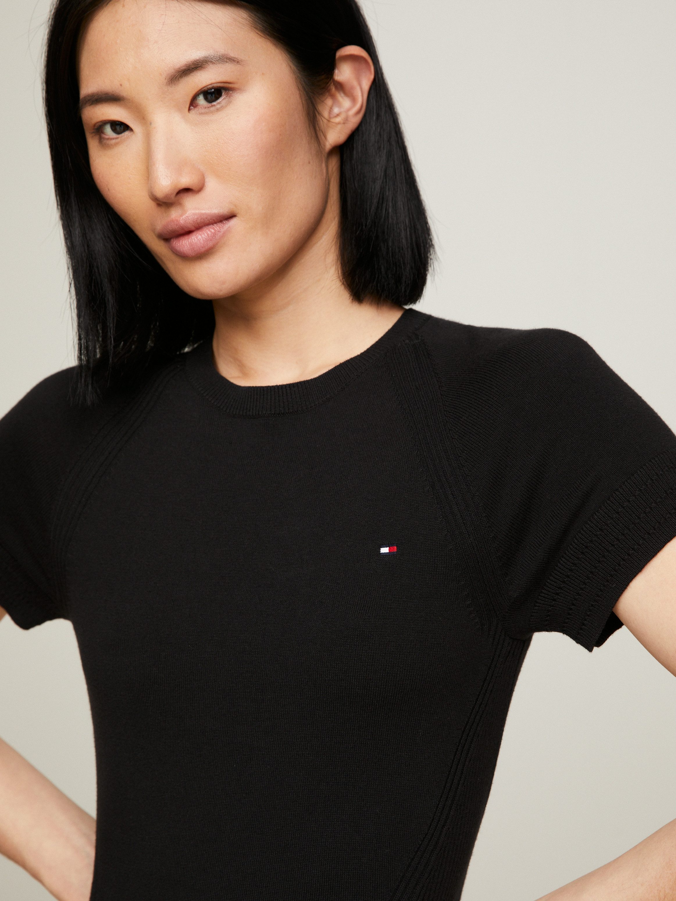 Tommy Hilfiger Jerseyjurk CO JERSEY STITCH F&F DRESS met logoborduursel op borsthoogte