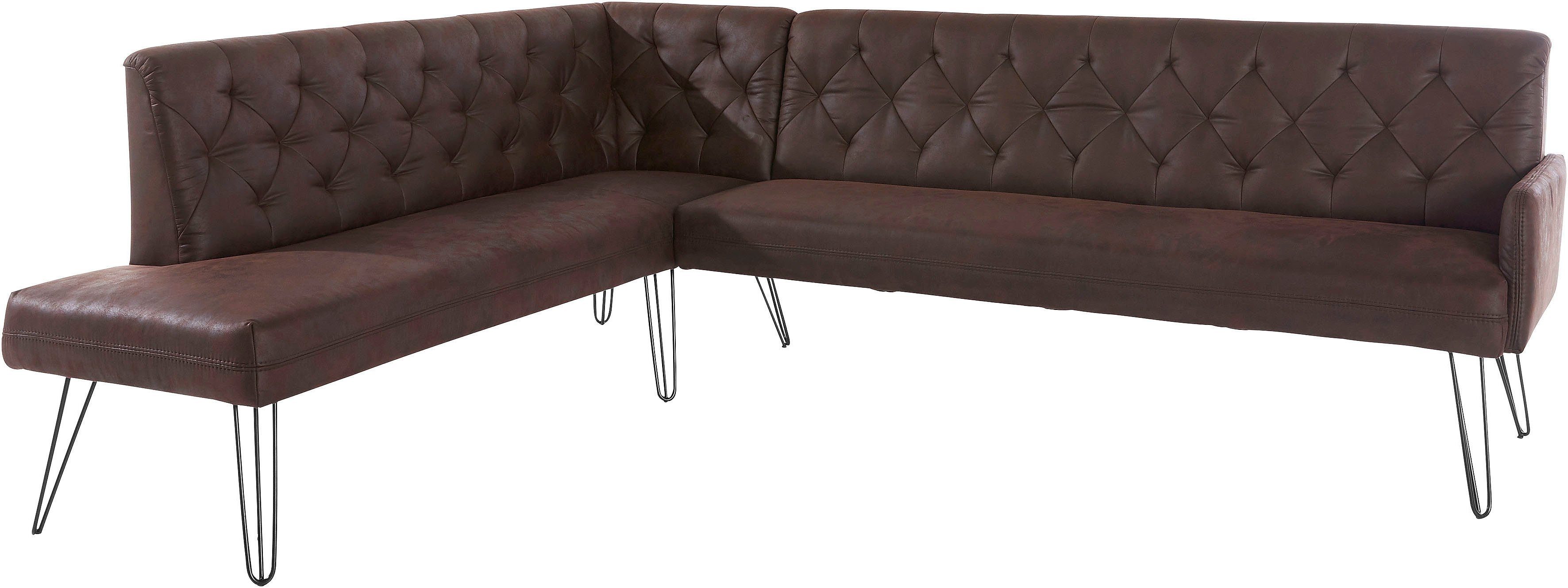 exxpo - sofa fashion Hoekbank Doppio, Chesterfield look, comfortabel en handig, hoge designvoeten