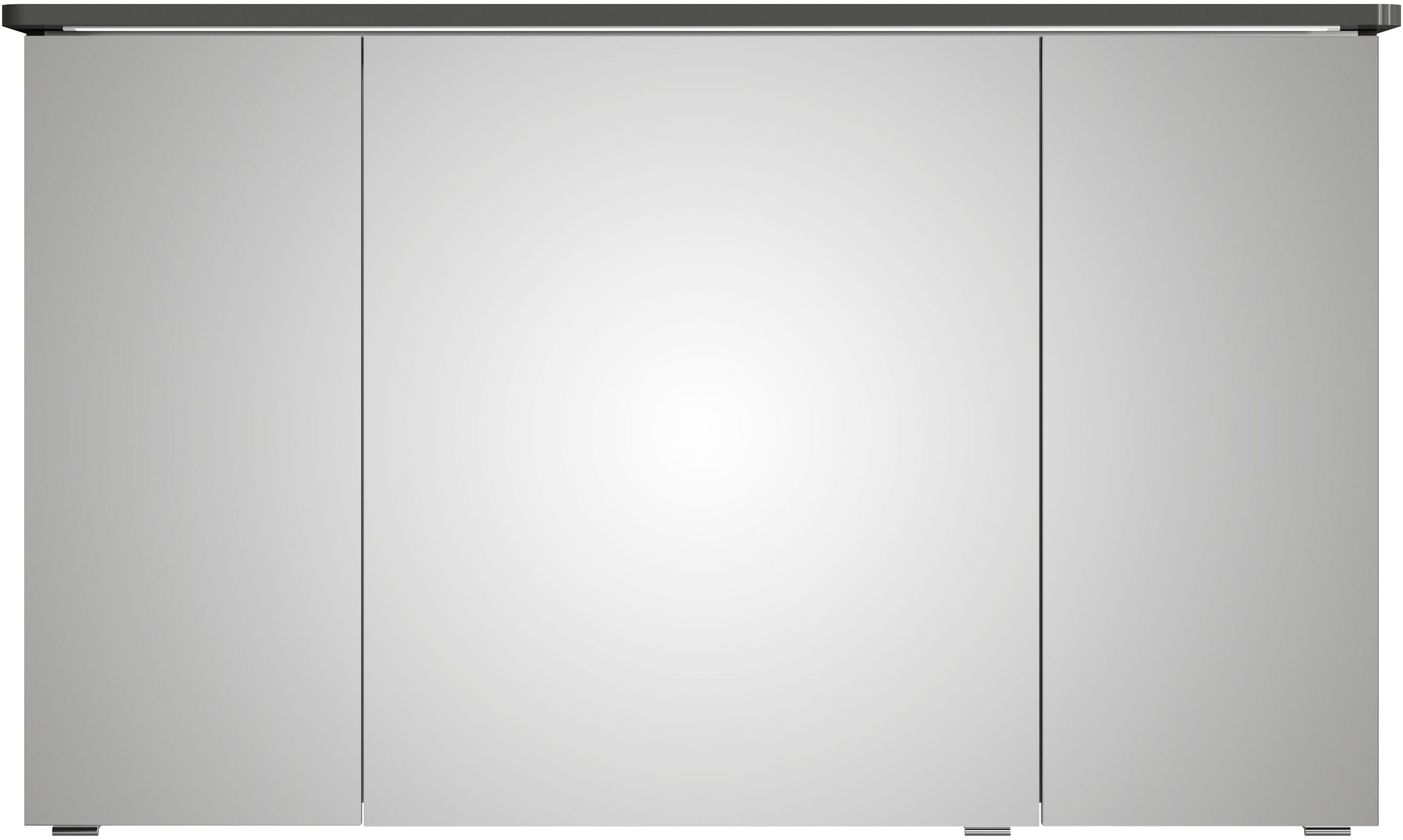 Saphir Spiegelkast Serie 4005 badkamer spiegelkast incl. LED-kransverlichting Badkast 120 cm breed, 3 deuren, 6 glazen legplanken, incl. deurdemper