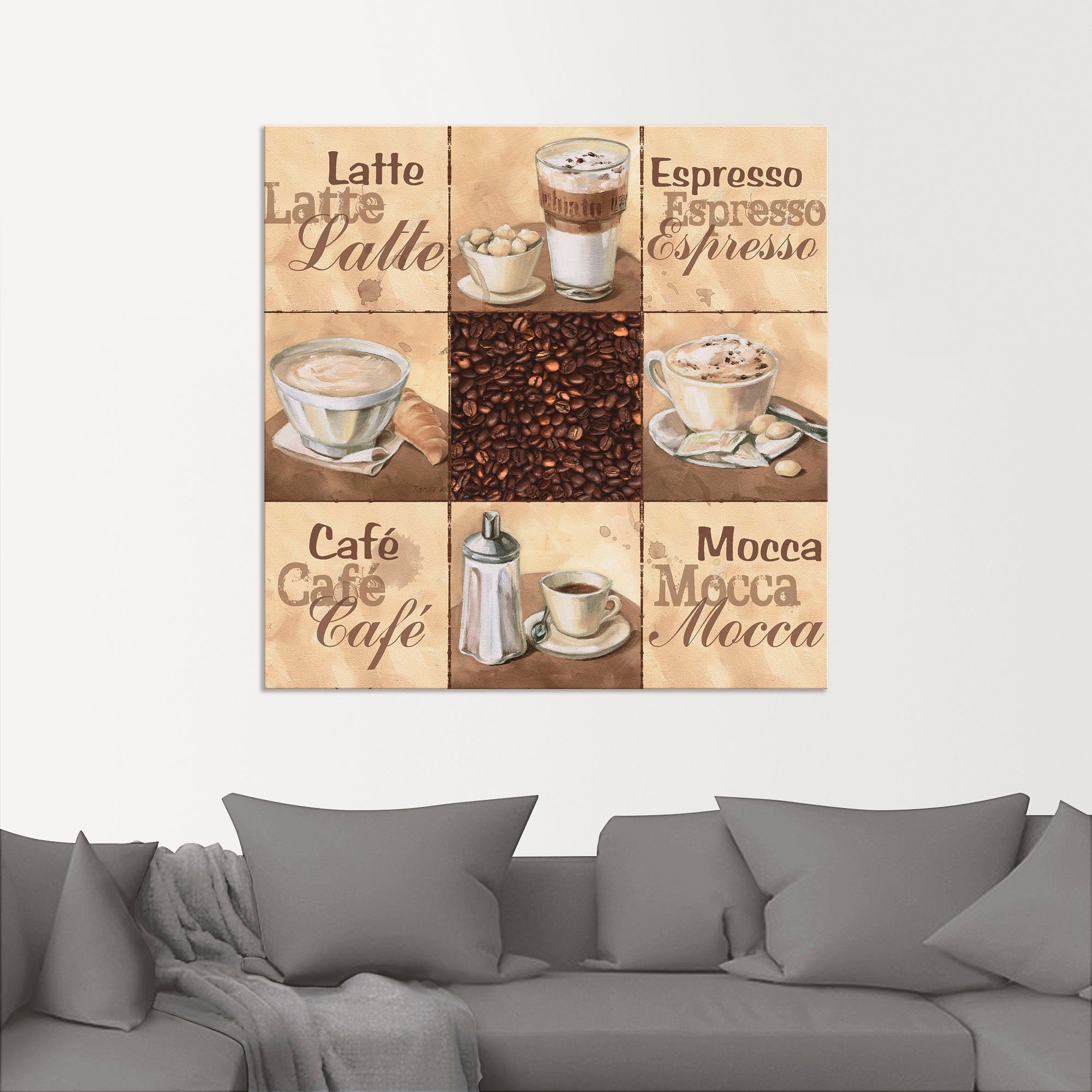Artland Artprint Koffie collage II als artprint van aluminium, artprint op linnen, muursticker, verschillende maten