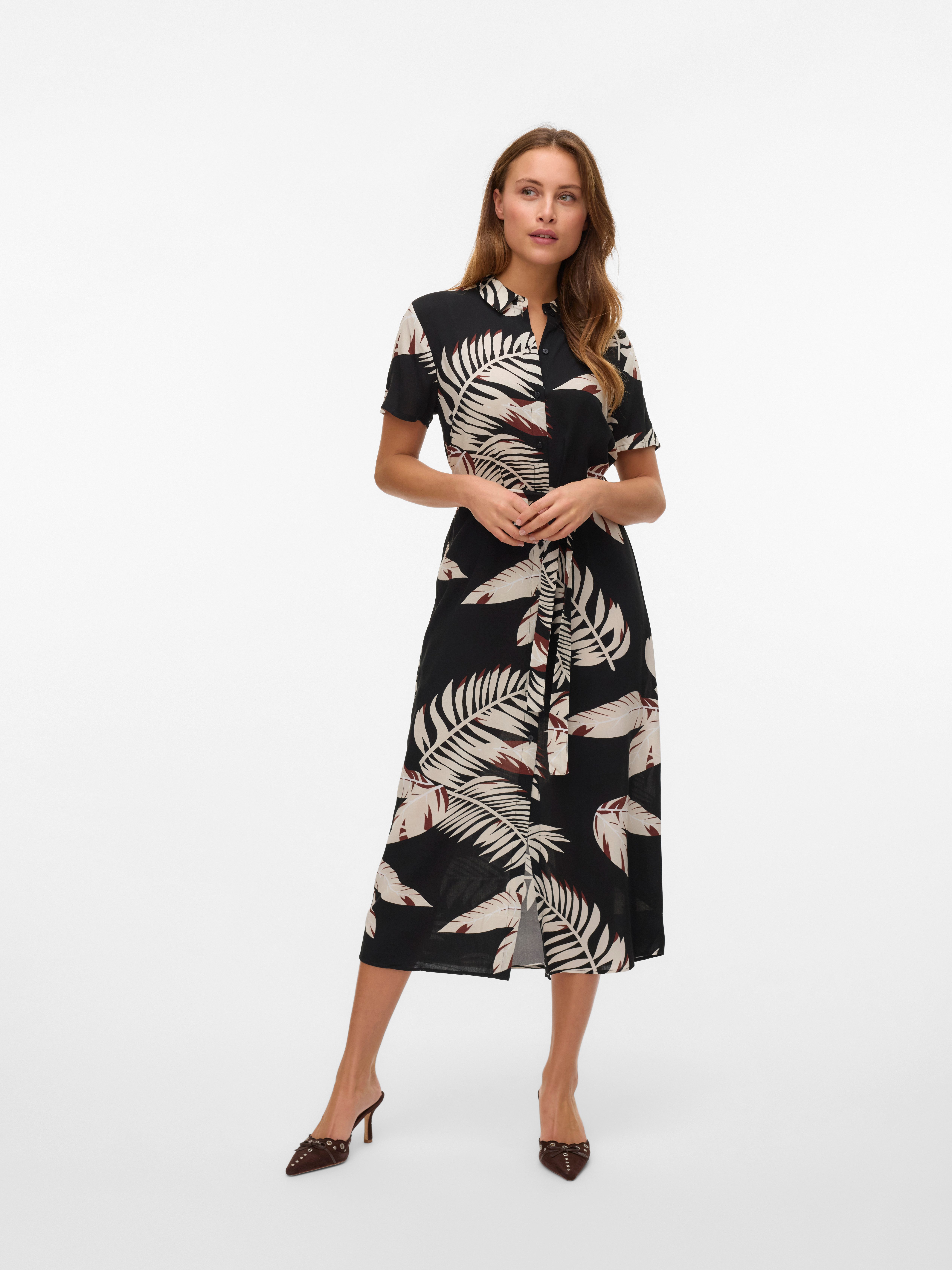 Vero Moda Jurk met overhemdkraag VMEASY JOY S/S LONG SHIRT DRESS WVN GA