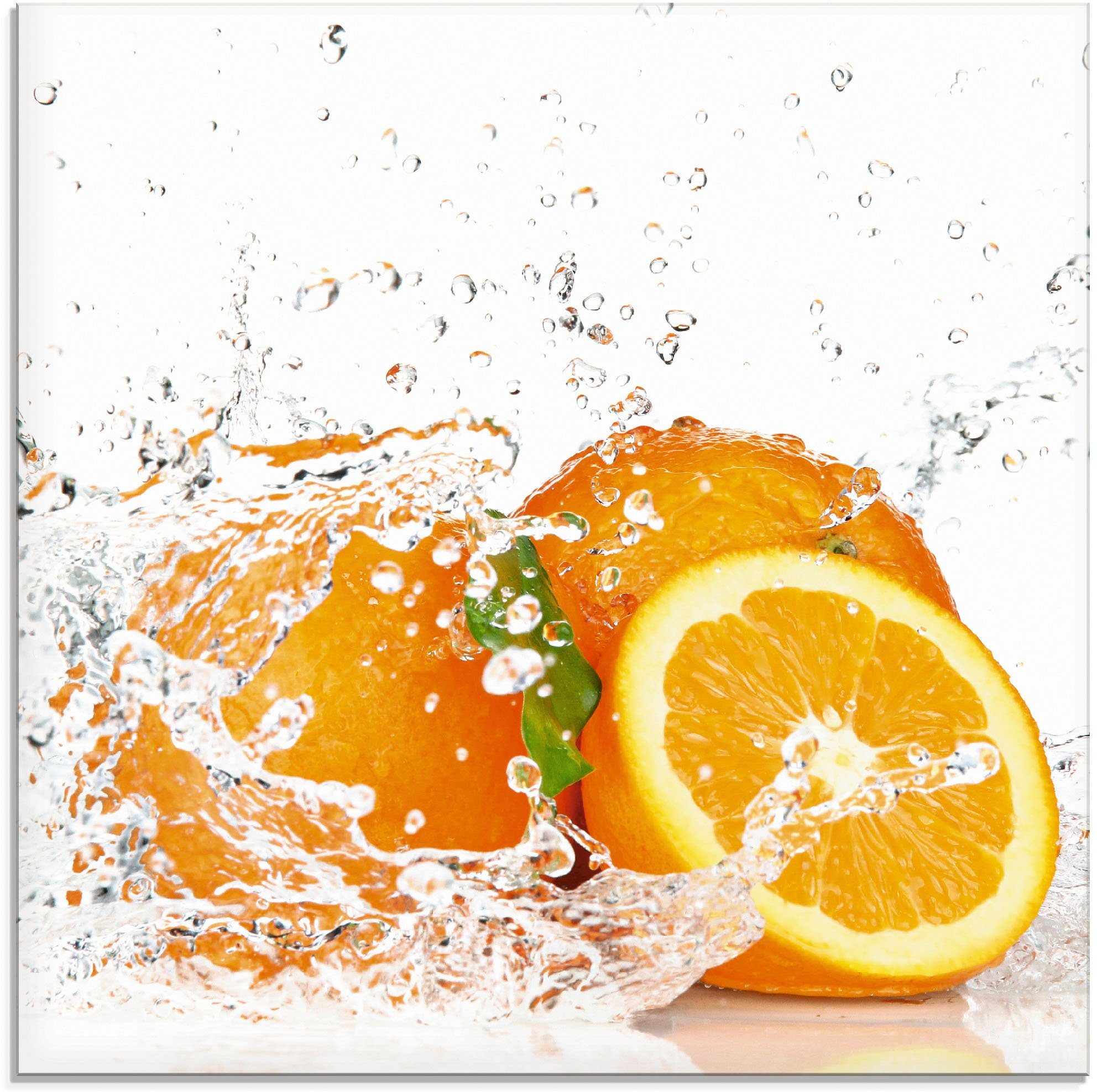 Artland Print op glas Orange met spatwater (1 stuk)