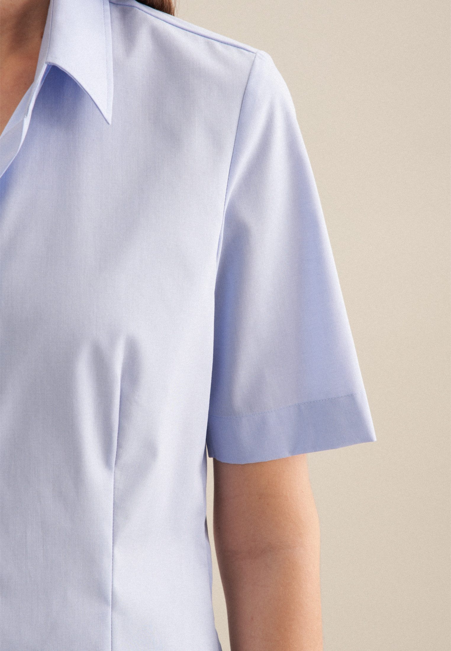 seidensticker Overhemdblouse Zwarte roos Korte mouwen kraag uni