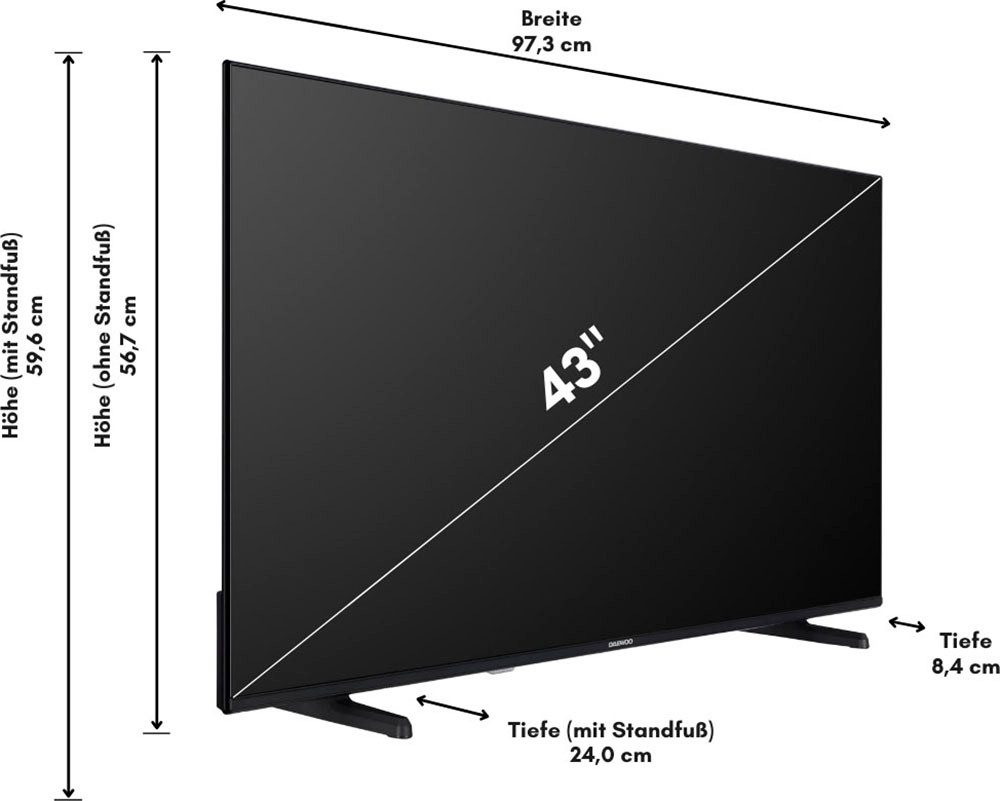 Daewoo DLED-tv 43DM72UAD, 108 cm / 43", 4K Ultra HD, Android TV - Smart TV